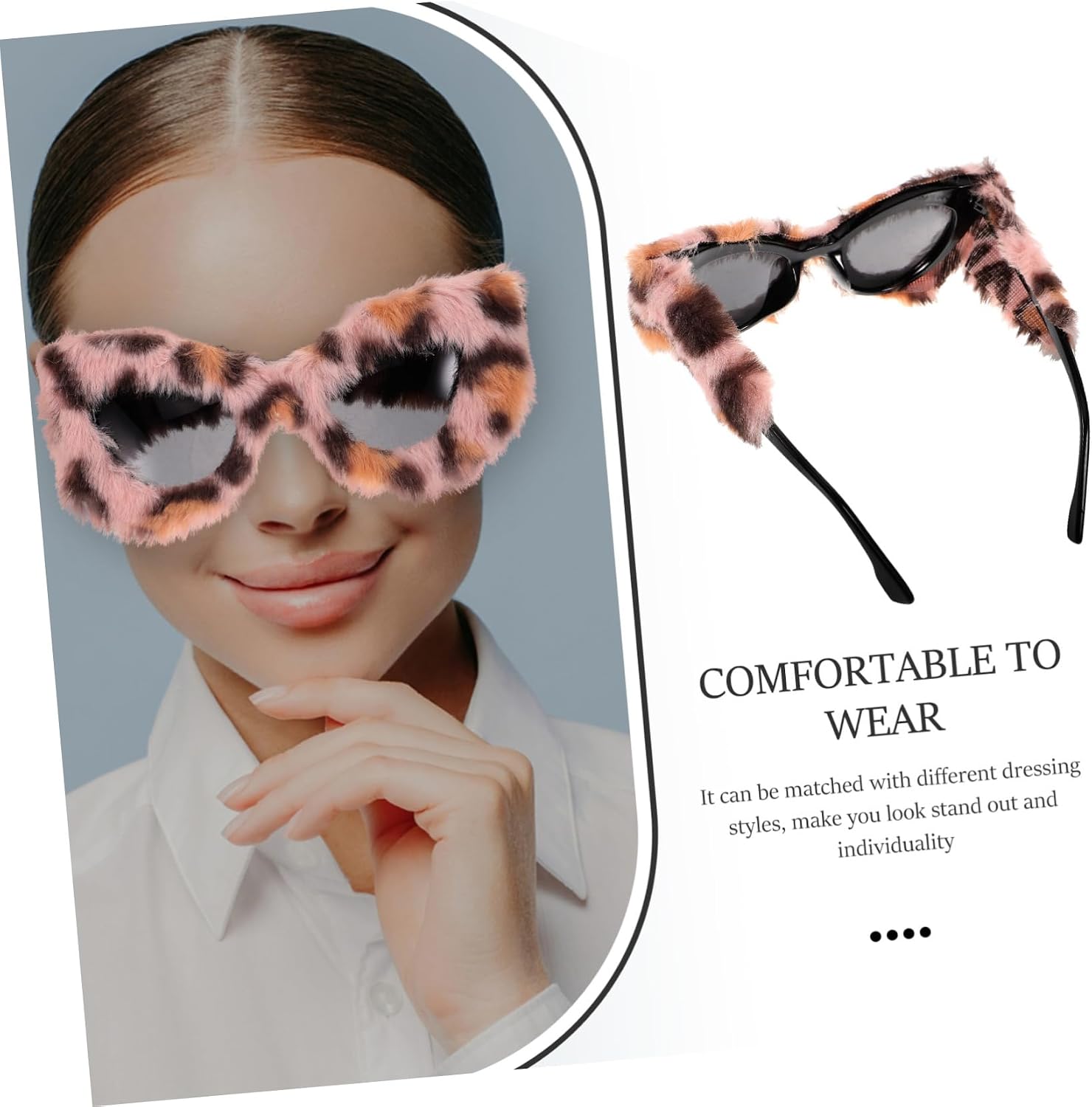 VALICLUD Furry Cat Eye Party Sunglasses for Women Novelty Eyewear Fashionable Costume Accessory Charming Design for Adult Ladies