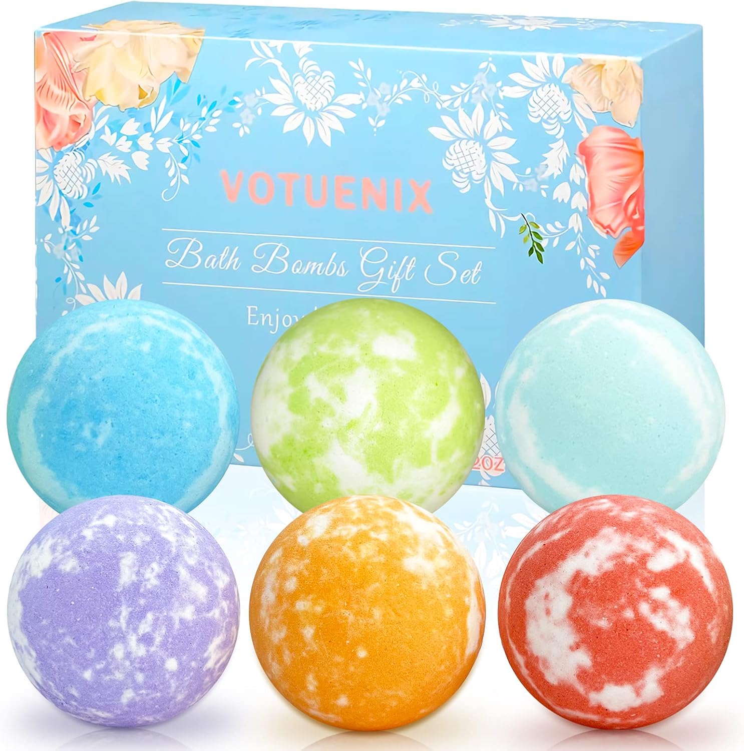 Liphontcta 6 Pcs Bath Bombs - 5.2 oz Large Bath Bombs for Women Rich in Shea Butter and Sea Salt Natural Fizzers Spa Bubble Bath Bomb Set, Moisturize Dry Skin, Perfect for Bubble & Spa Bath