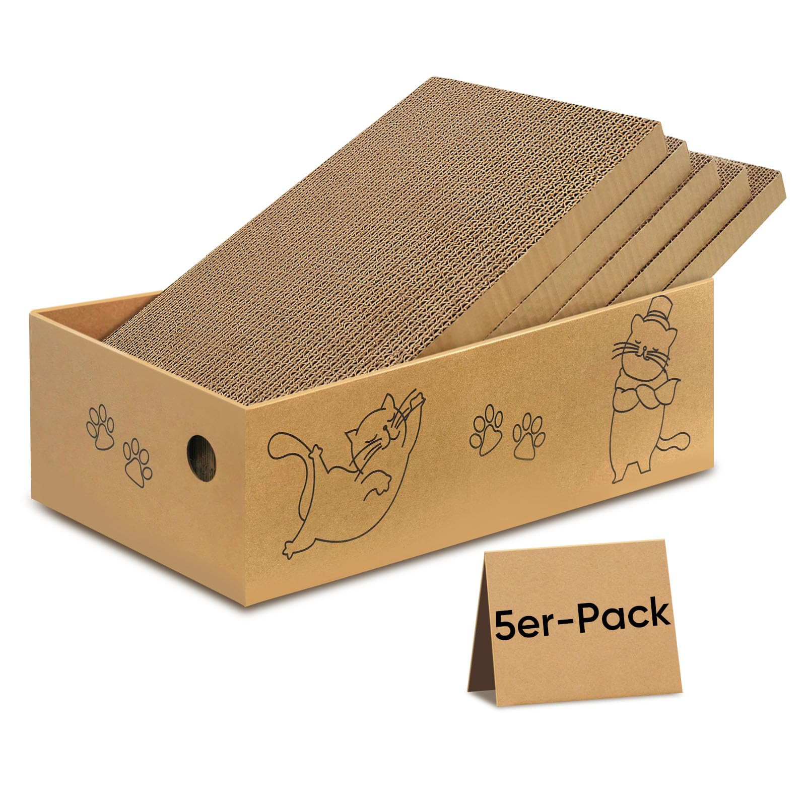Katzenkratzbrett, Kratzpad aus Pappe, Katzen Kratzmatte für Wohnungskatzen und Kitten, großes Kratzbrett aus Wellpappe