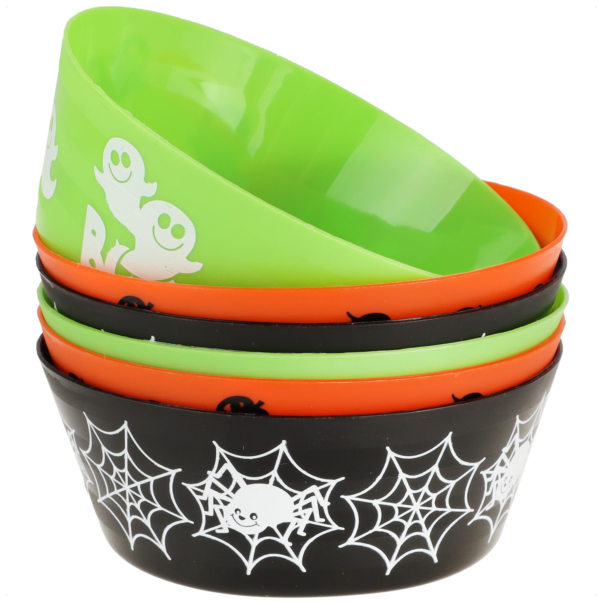 Set di 6 ciotole per caramelle di Halloween, motivo ragnatela, 3 con