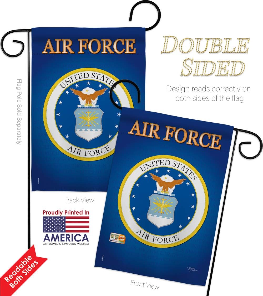 Breeze Decor US Air Armed Forces USAF Officially Licensed United State American Military Retire Decorative, Garden Flag 13"x 18.5", Memorabilia Veteran Memorial Day Gifts Made in USA