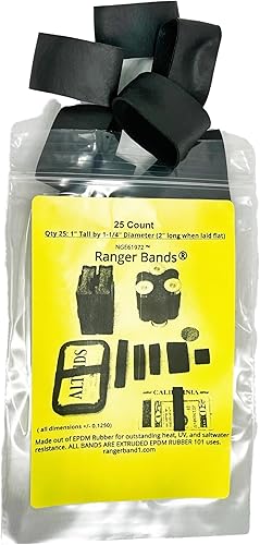 Ranger Bands 25 unidades de ancho extra elástico hecho de goma EPDM para supervivencia, yesca de emergencia y equipo de flejado fabricado en los