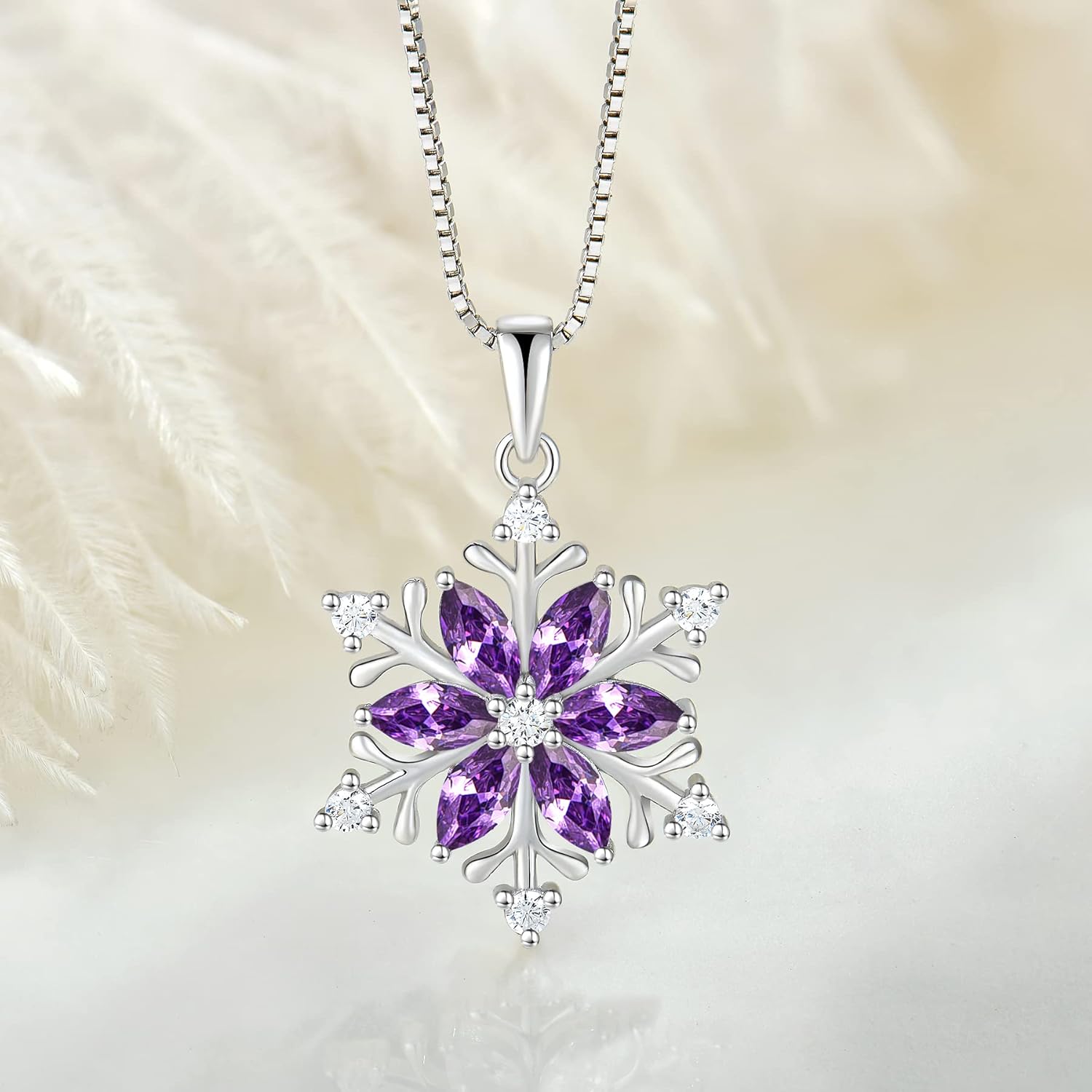 STARCHENIE Snowflake Pendant Necklace for Women 925 Sterling Silver Birthstones Jewelry - Image 4