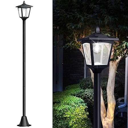 Greluna 67 Solar Lamp Post Lights Outdoor, Solar Powered Vintage Street Lights for Lawn, Pathway, Driveway, Front/Back Door, Planter Not Included