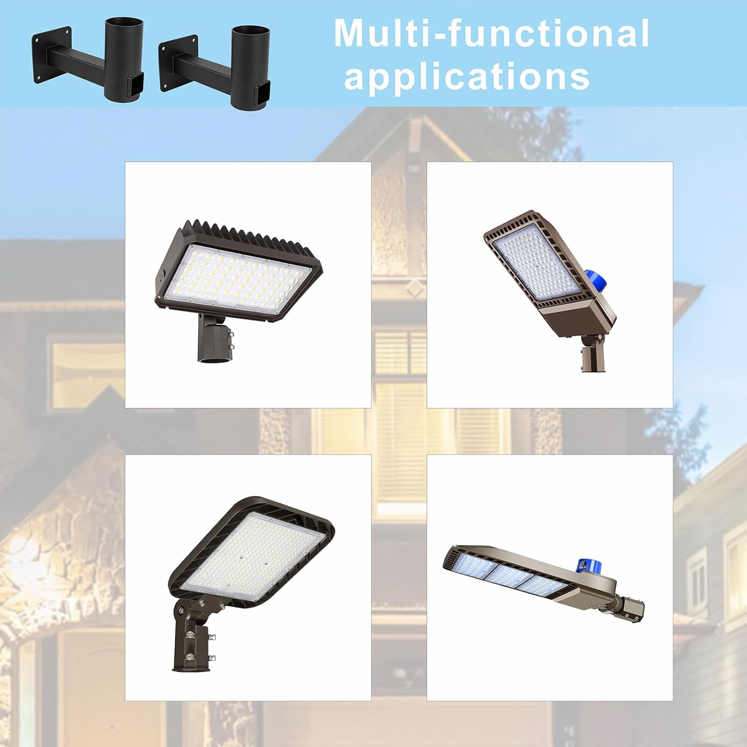 2pcs Slip Fitter Adapter,90 Degree Wall Mount Bracket, L-Shape Bracket Slip Fitter Adapter, Slip Fitter Wall Mount Bracket for LED Street Lights Parking Lot Lights Post Top Light