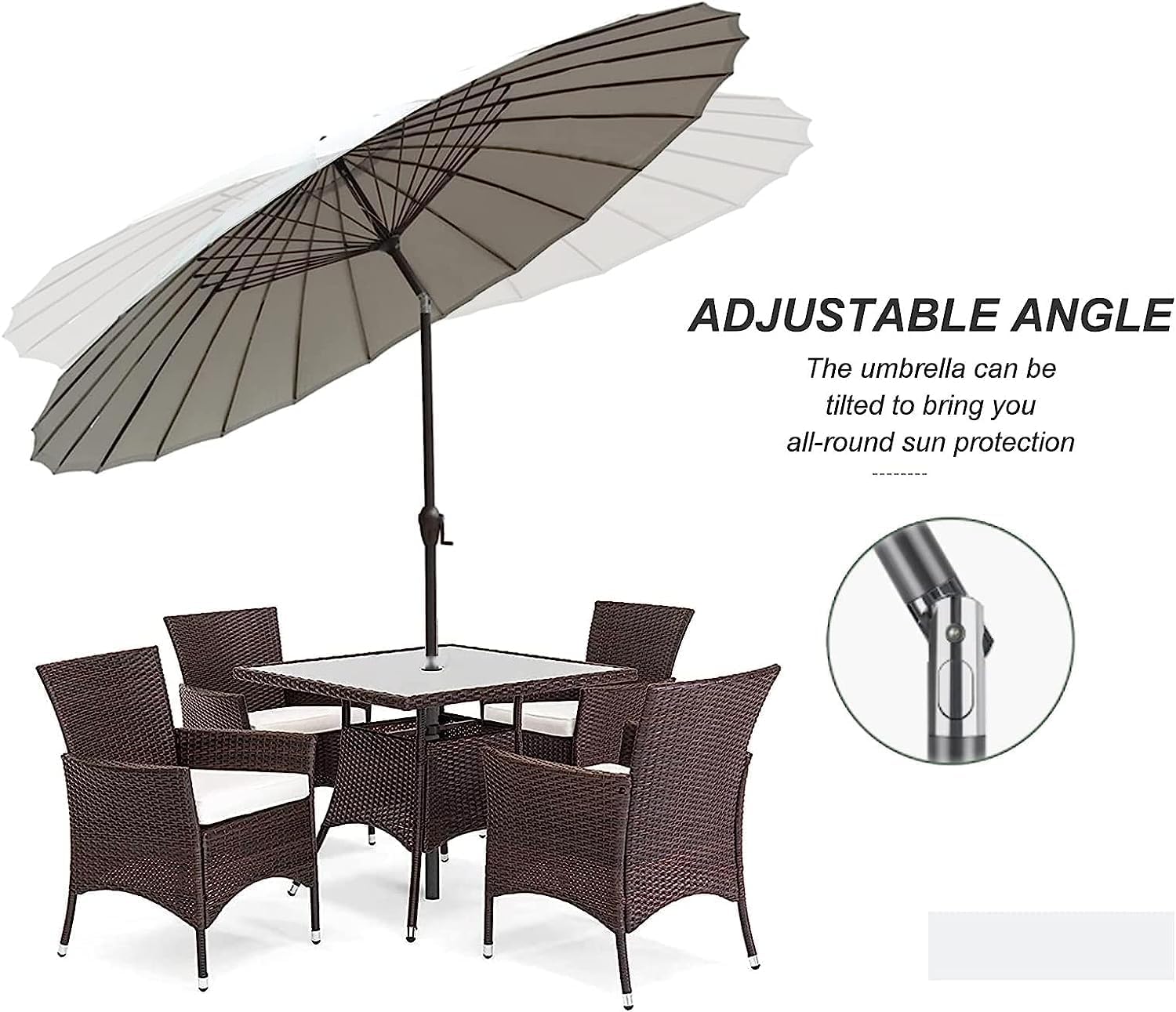 XYNSNDB Parasol Parasol ogrodowy Parasol targowy Parasol plażowy 8,8 stopy Okrągły parasol tarasowy z korbą i pochyleniem, 24 żebra Parasol zewnętrzny do ogrodu na podwórku Parasol zewnętrzny Parasol
