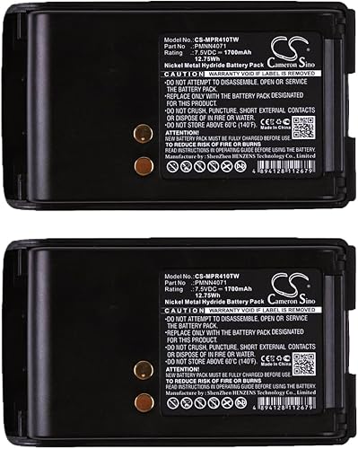 KOVHIHAV Batería de repuesto 2 paquetes PMNN4071AR para Mo-torola A6, A8, BPR40, Mag One BPR40, PMNN4071, PMNN4071A, PMNN4071AC, 7.2V 1700mAh con