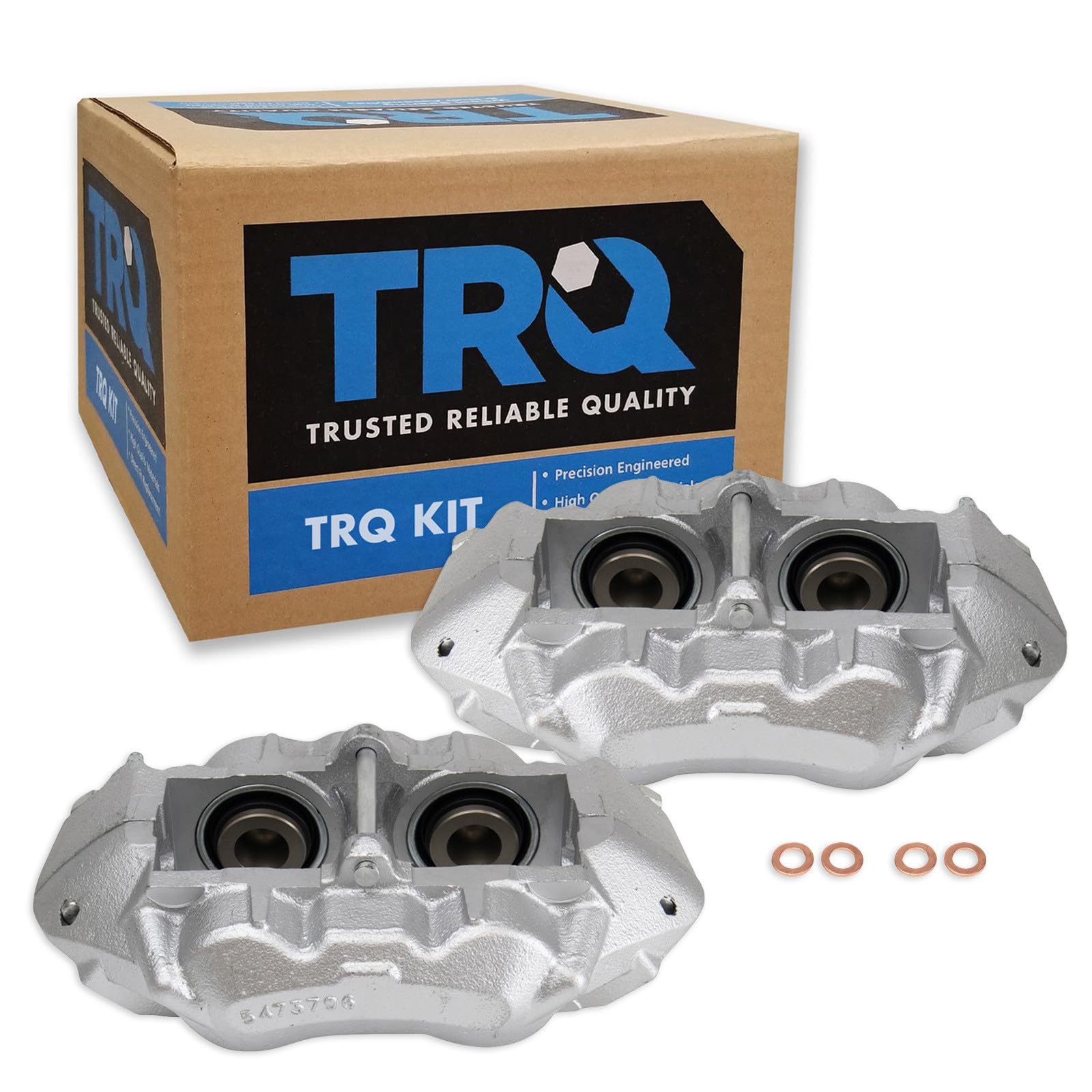 TRQ Front Driver and Passenger Side Brake Caliper Set Caliper Brackets