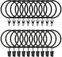 Vista 20 de 100 piezas de anillos de cortina con ganchos de clips de 1.26 pulgadas, anillos de cortina de acero inoxidable mate a prueba de óxido para soporte