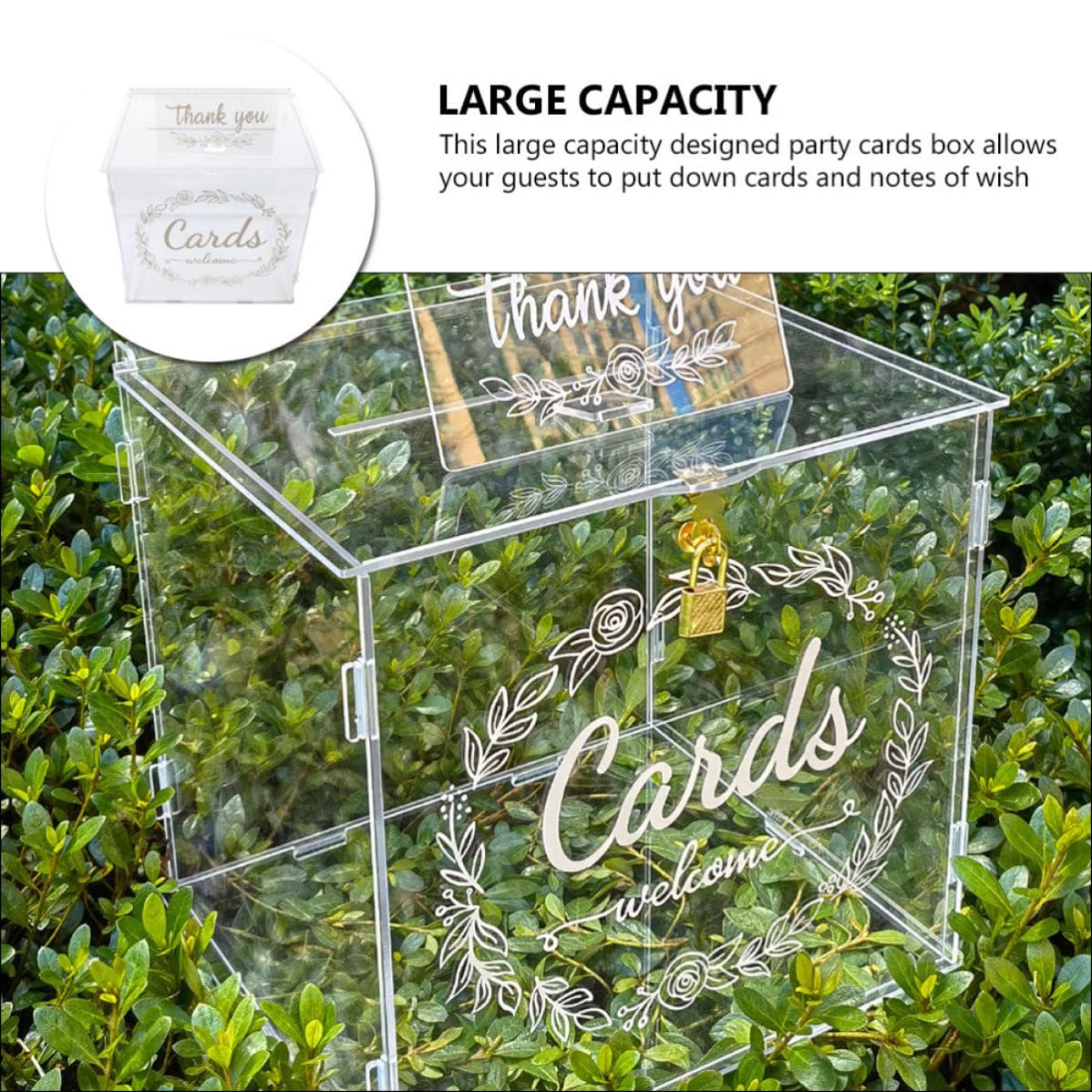 Elegante Schloss Hochzeitskartenbox mit Acryl Großem Fassungsvermögen zur Aufbewahrung von Fotos und Erinnerungen für Hochzeit und Hochzeit und Party