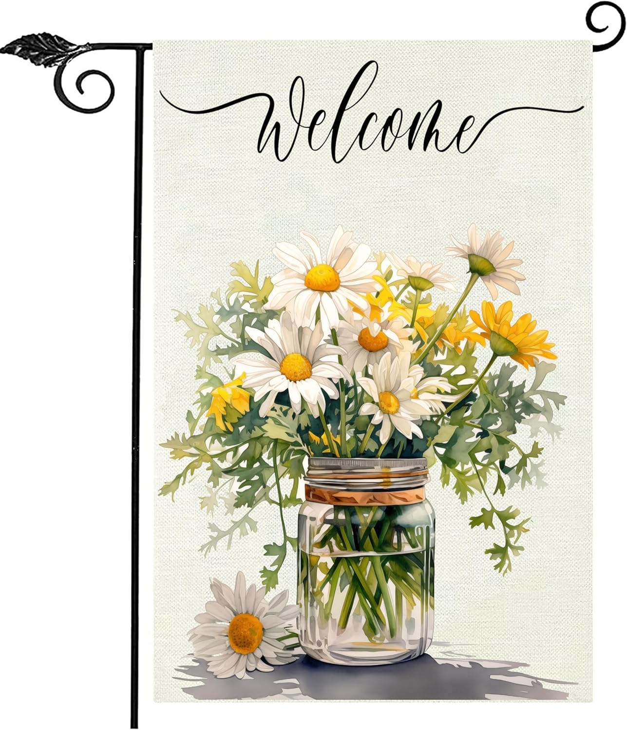 Mealah Spring Summer Garden Flag Welcome Daisy 12x18 Inch Small Double Sided Floral Welcome Yard Outdoor Flag