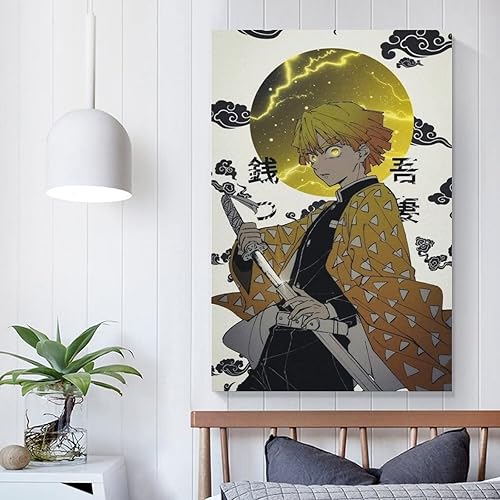 Miniatura 5 de Populares pósteres de anime Demon Slayer Kimetsu No Yaiba, póster de Agatsuma Zenitsu (10) pinturas artísticas de pared, lienzo, decoración de