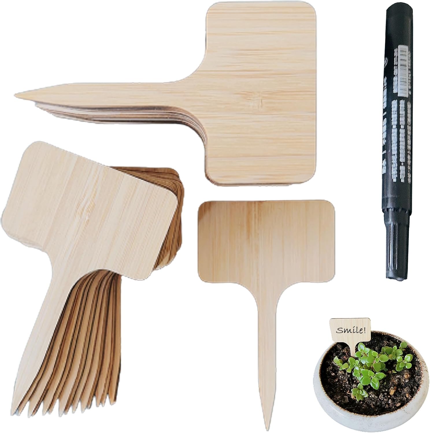 Amazon.com: Bamboo Garden Plant Labels Tags – Outdoor Wood Marker T ...