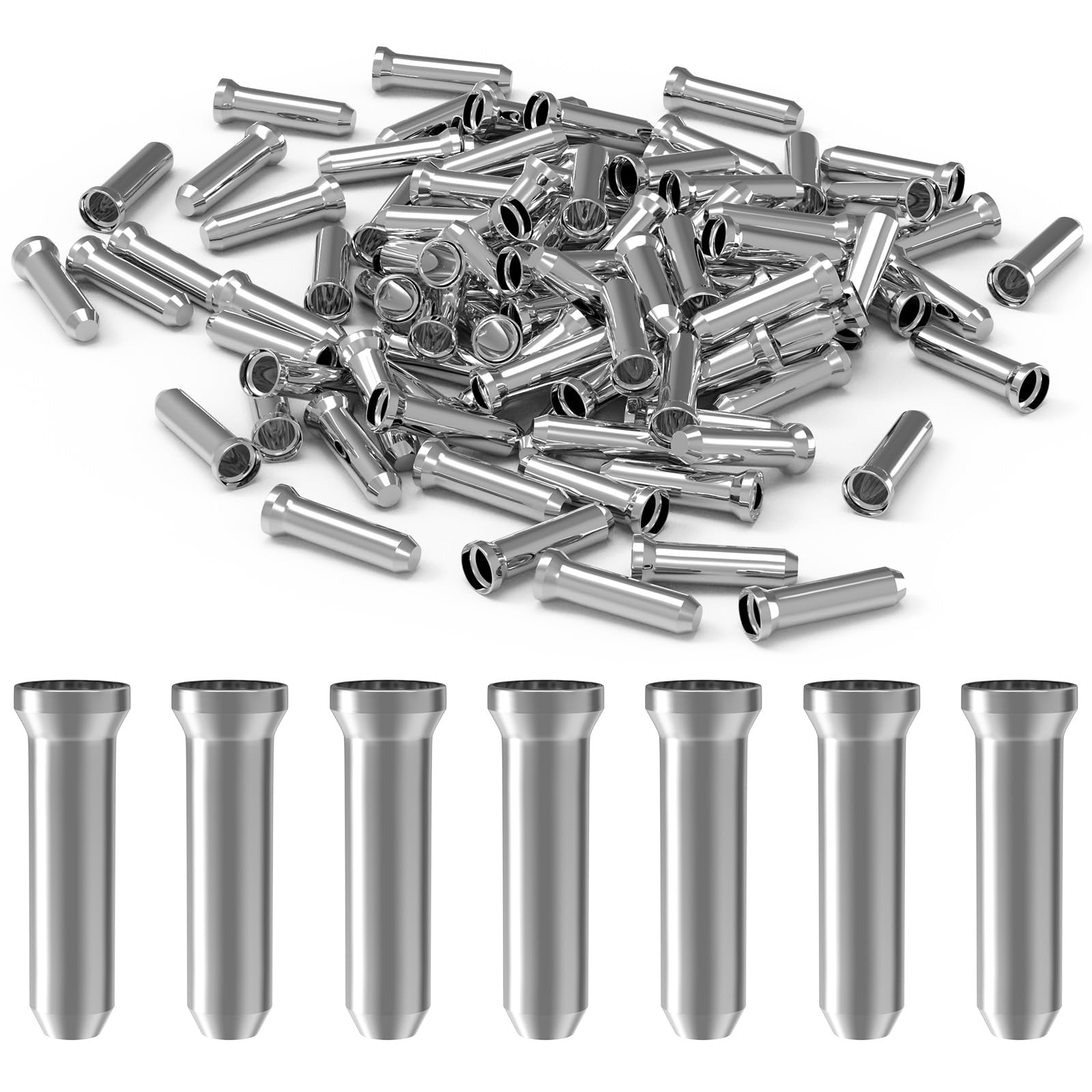 100 Cappucci Terminali Cavi Freni Bici - In Lega Alluminio Argento 12mm Per Freni E Cambio - Foto 14