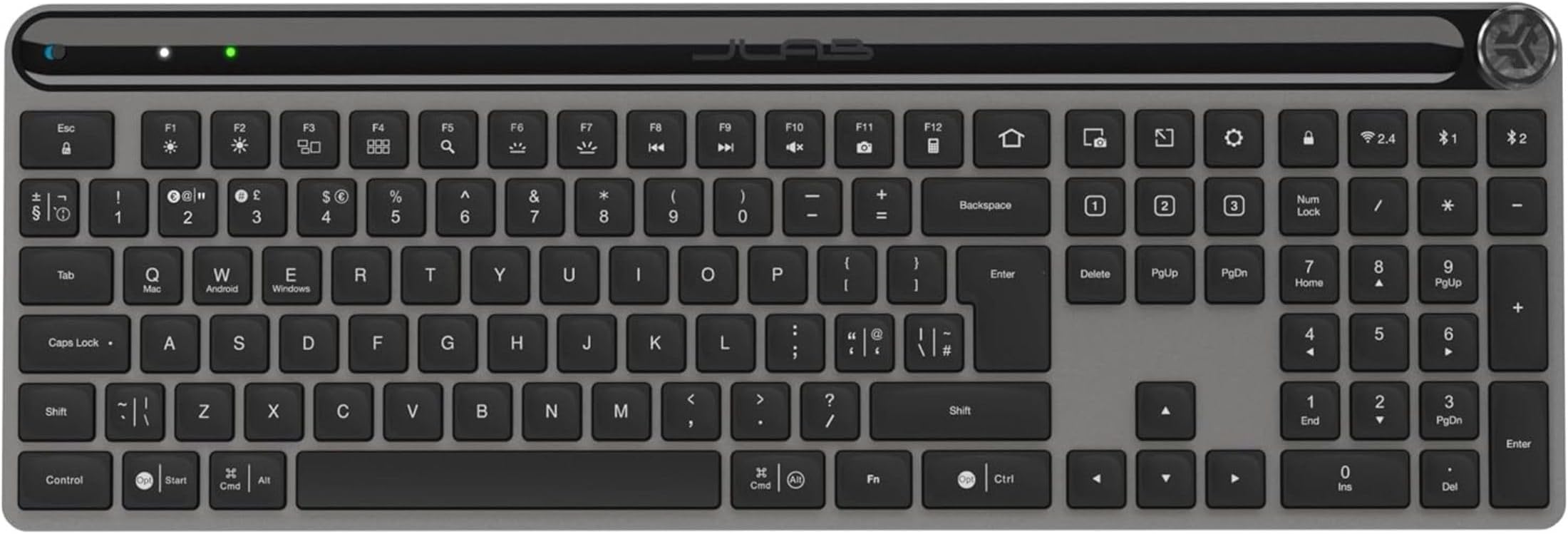 Epic Advanced Wireless Keyboard - Multi Device Backlit Rechargeable Bluetooth Keyboard with 2.4G USB Connectivity, Slim Design Full Size Office Keyboards with Quiet Keys for PC/Laptop/Apple Mac