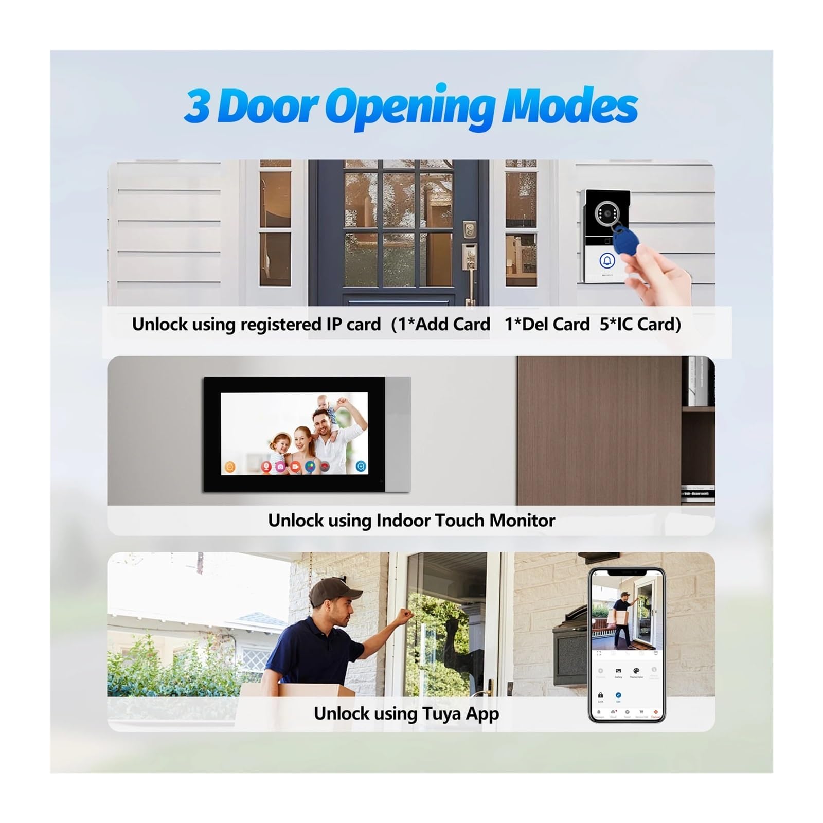 di videocitofono da 7 pollici 1080p con telecamera for visione notturna, supporto for sblocco remoto, integrazione app Smart Home for esterni Grandangolo