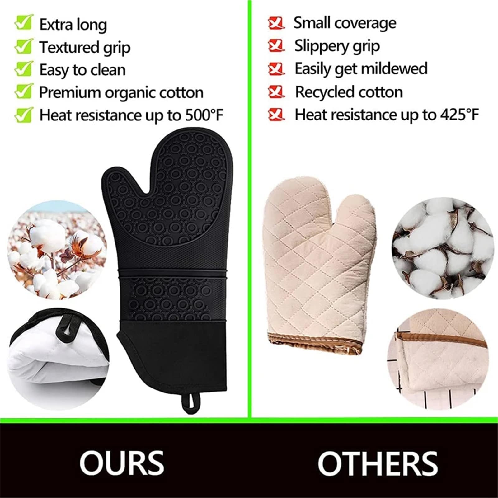 Set di 6 guanti da forno extra lunghi e presine, cucina in silicone resistenti al calore Per Casa Cucina