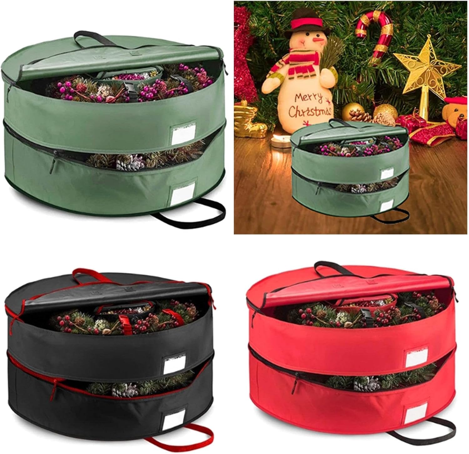 Festival Wreath Storage Bag Wear Resist Garland Organizer Double Layers Gift Sorting Bag for Toys Sundries with Handle