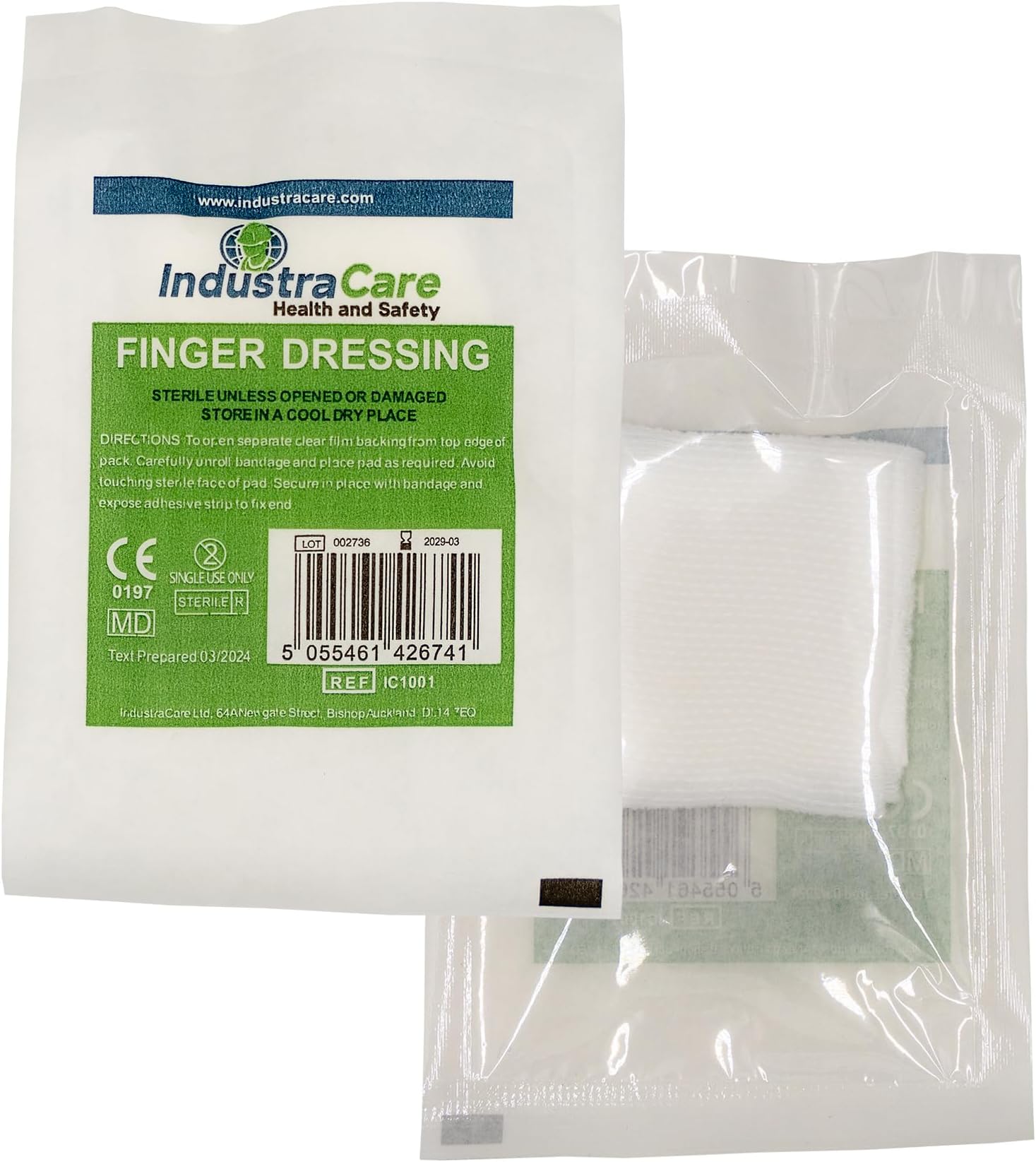 IndustraCare 10 Pack First Aid Sterile Finger Wound Bandage Dressing 3.5cm x 3.5cm