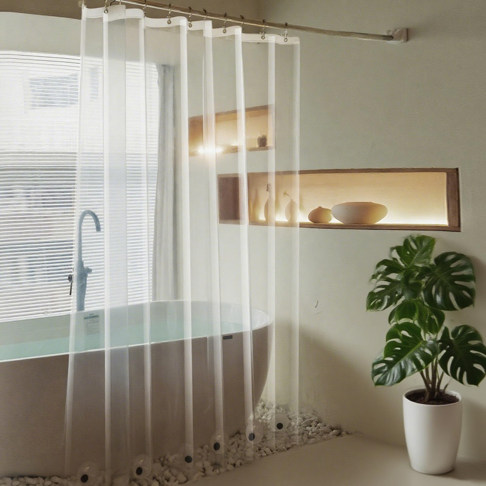 76 Inch Shower Curtain Liner with 6 Magnets & 6 Magnetic Curtain Clips, Heavy Duty Weighted Extra Long Clear Vinyl Shower Liner 72 x 76 for Bathroom