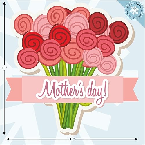 Miniatura 3 de Adhesivos decorativos para ventana del día de la madre, ramo de flores, calcomanías para ventana del día de la madre, decoración de ventana para el