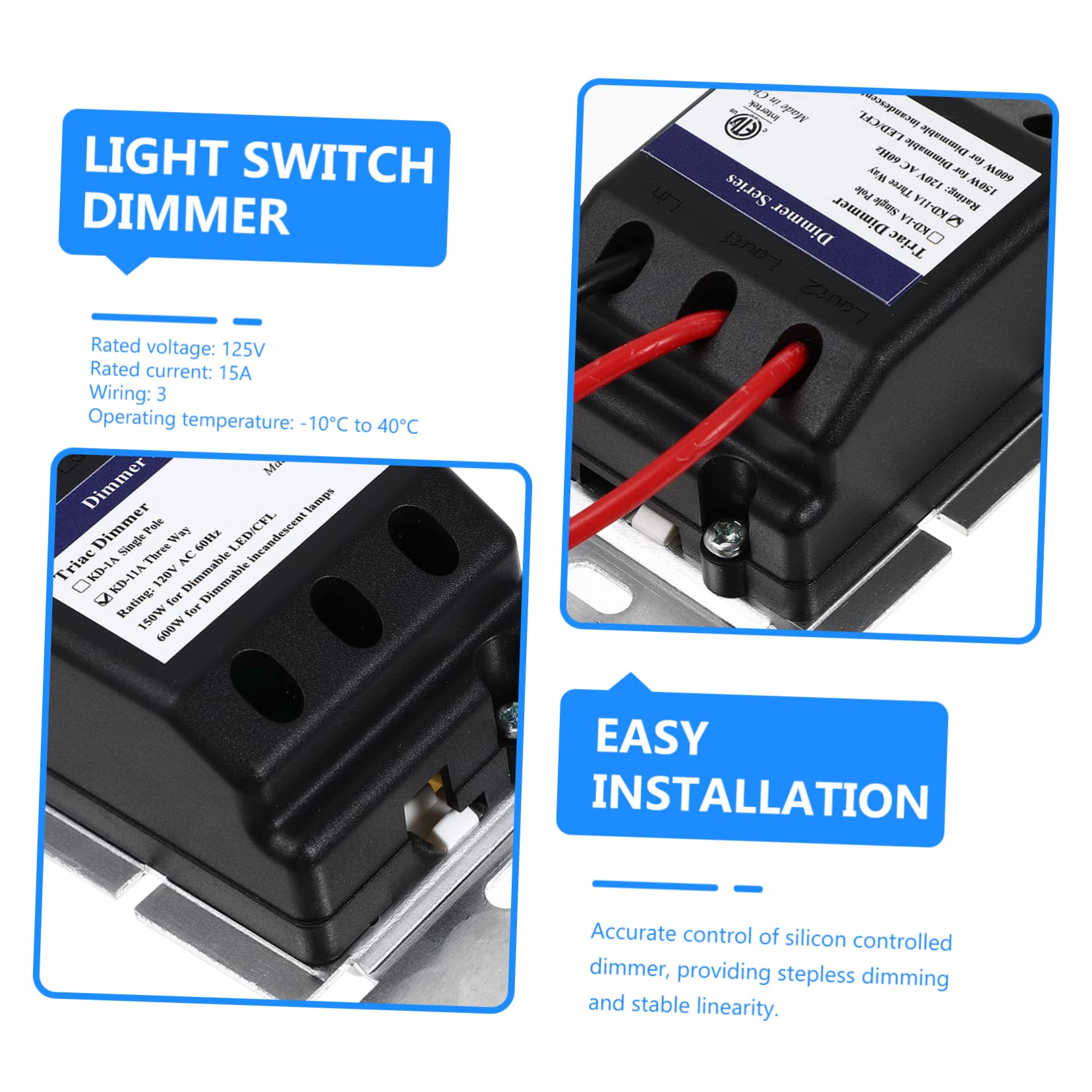 NUOBESTY 2 Stück Dimmer schalter elektrisches Licht LED gleiten Wattzahl Lichtdimmer Aluminiumlegierung Weiß