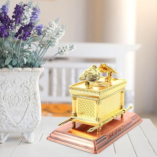 Miniatura 9 de SOIMISS Arca de modelo de réplica Estatua chapada en oro con contenido Testimonio judío Judaica Mesa de réplica estatua