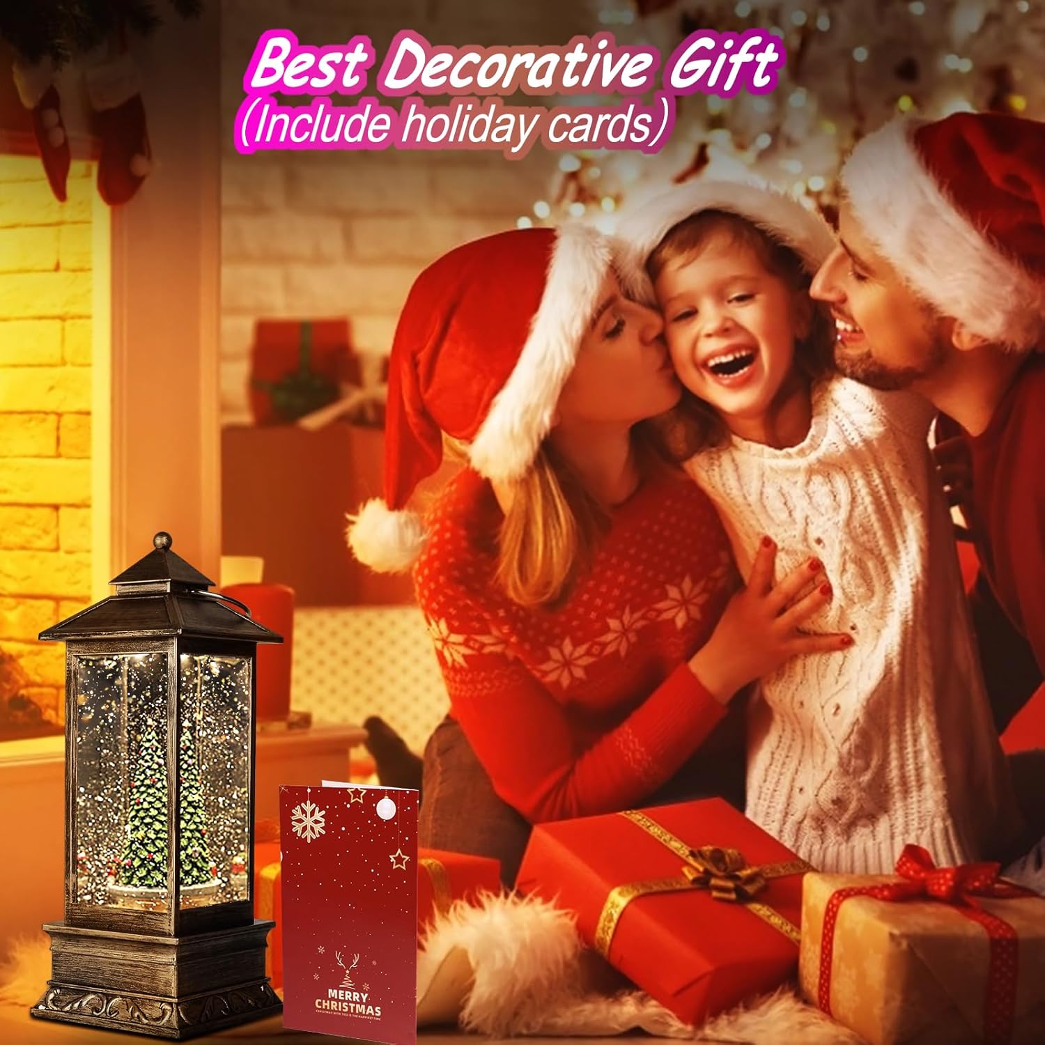 [360°Double Rotation] Christmas Decorative Snow Lamp with Timer Function,Rotating Christmas Tree and Train,8 Christmas Musics for Christmas Decoration,USB or Battery Operated(11.4" x 4.13")