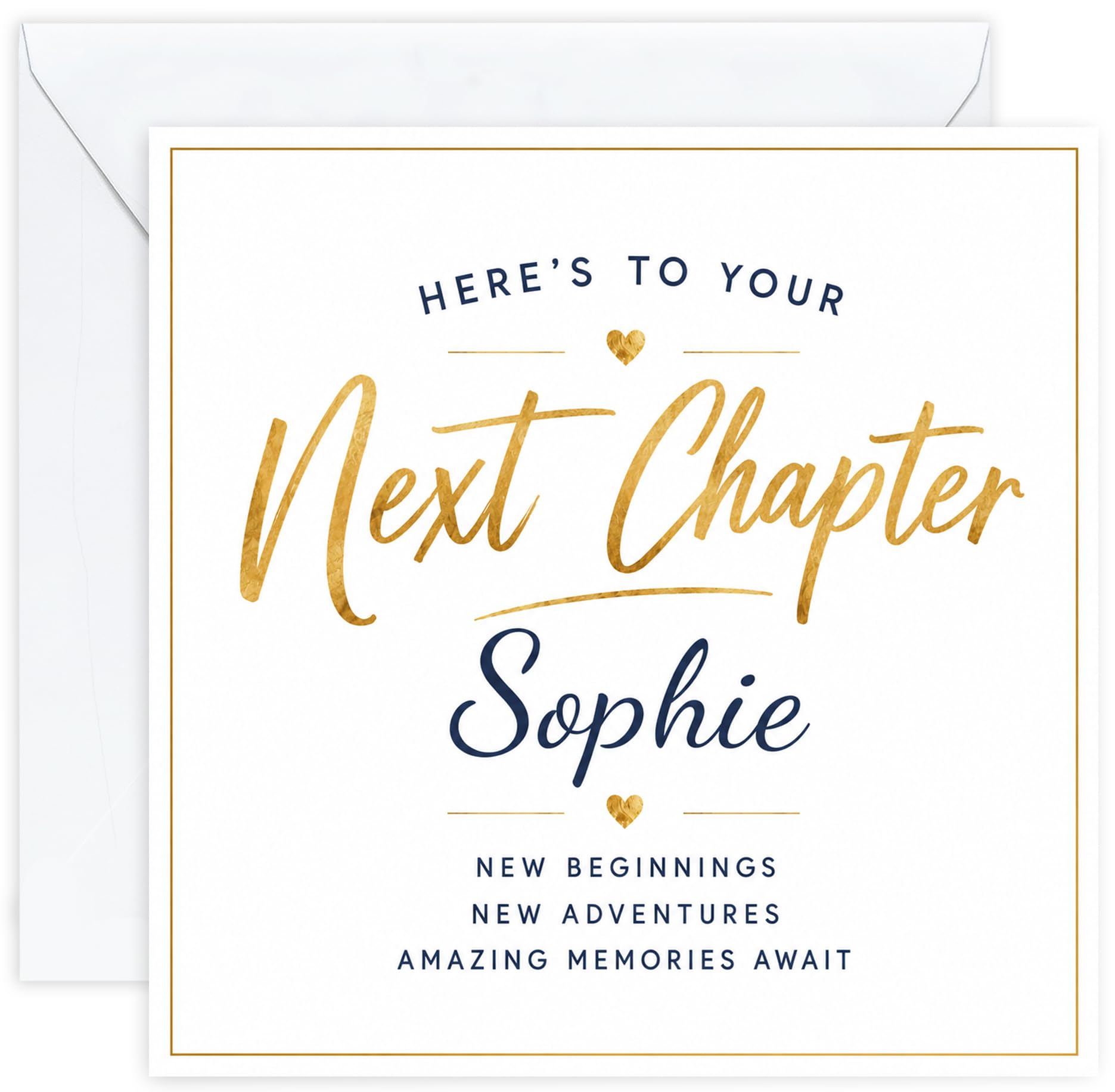 Personalised Next Chapter Card with Name - Congratulations, Moving, Leaving or New Job Card for Him or Her - Good Luck Card for Men Women, Retirement, Promotion, University, New Beginnings (Design 02)
