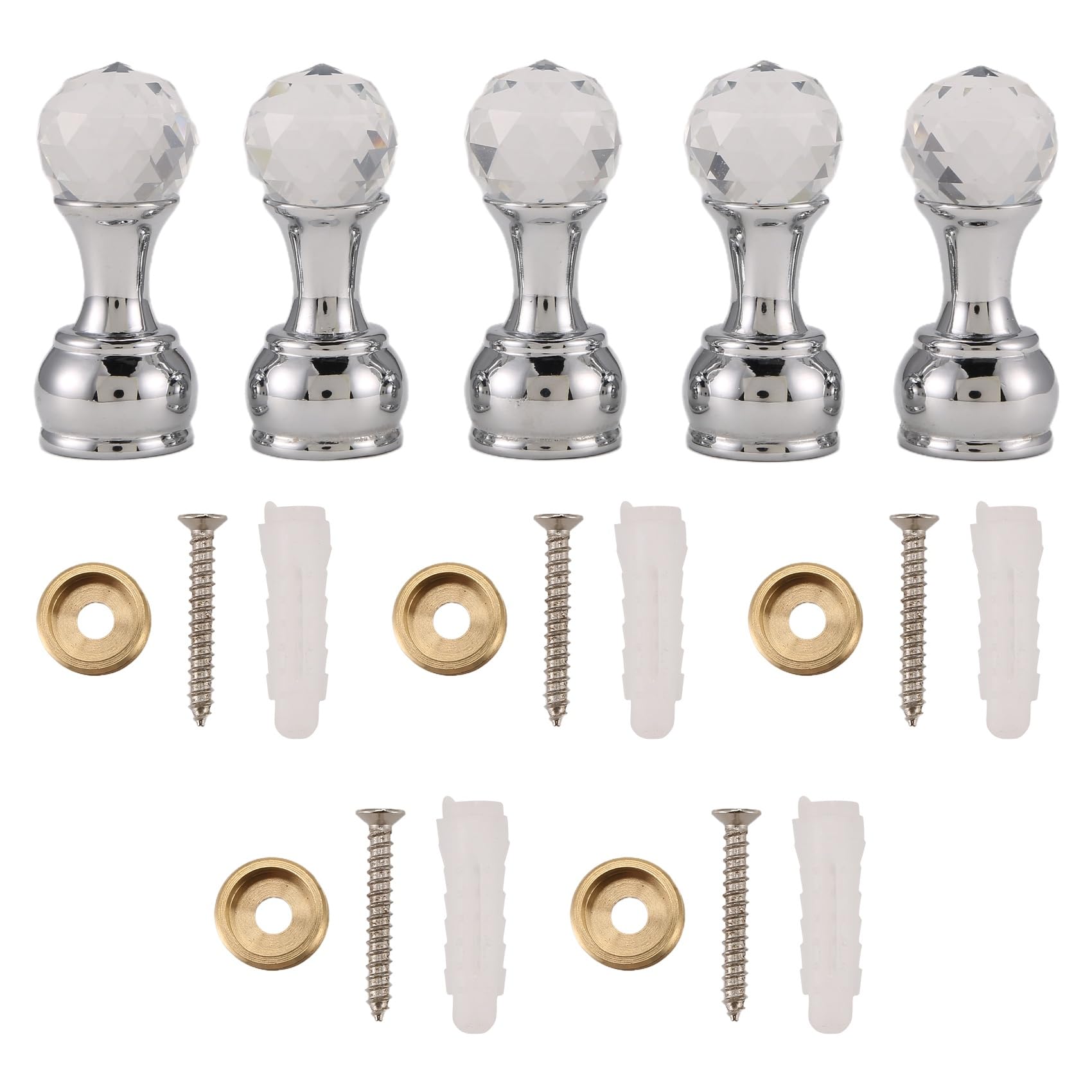 Aniyaa 5Pc Crystal Decorative Wall Hooks Towel Hook Brass Coat Hook Hangers Wall Mounted Robe Hook Bathroom Accessories