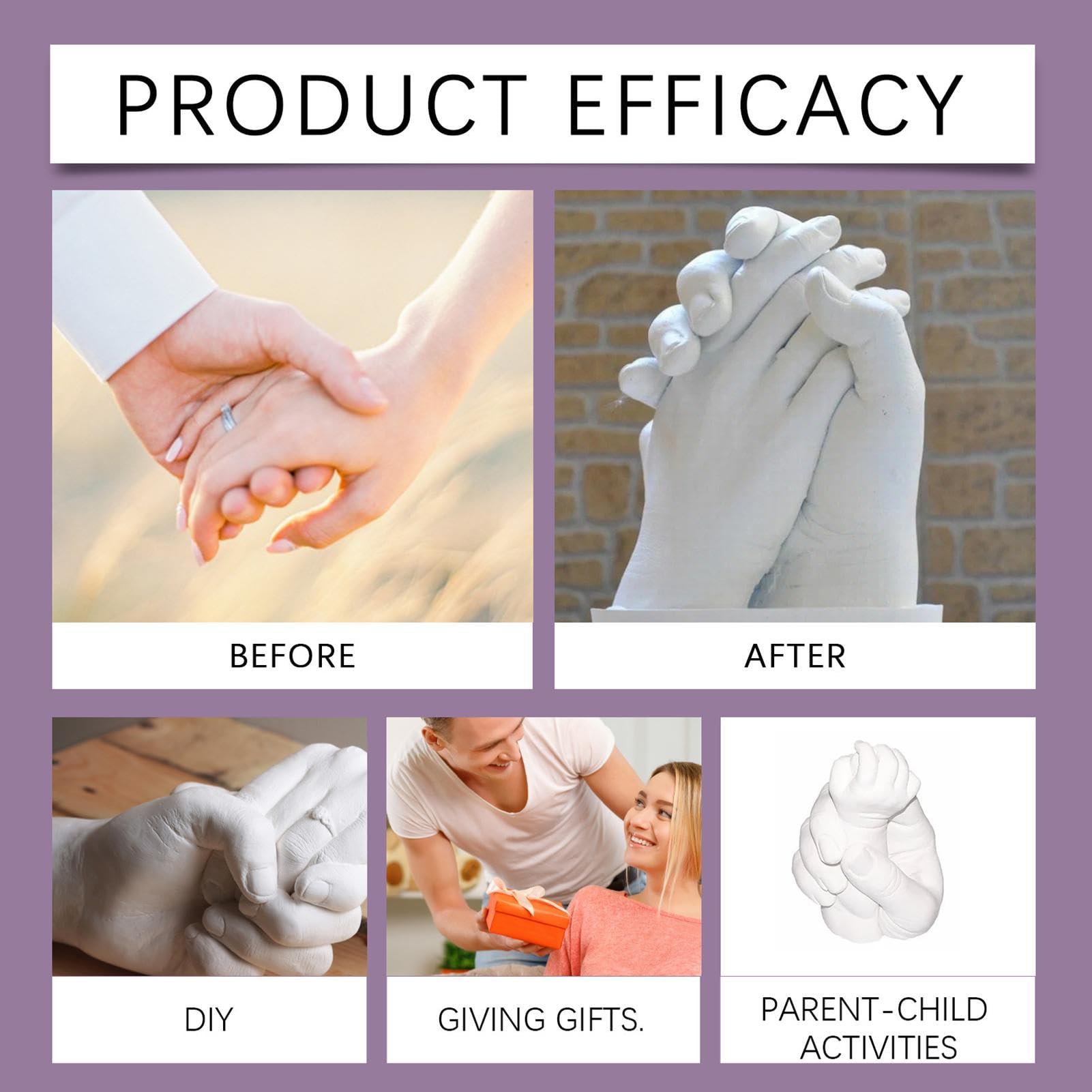 Generico Kit per Calco Mani Strumento per Calco in Gesso Romantico | Kit per Calco Mano Famiglia Regalo Ideale per Famiglia Fidanzato Fidanzata San