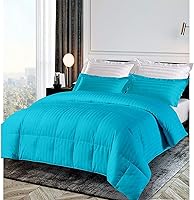 Vista 10 de Juego de edredón de 3 piezas con costuras en caja a rayas moradas de 500 GSM, potencia de relleno, 100% algodón egipcio, edredón acolchado olímpico