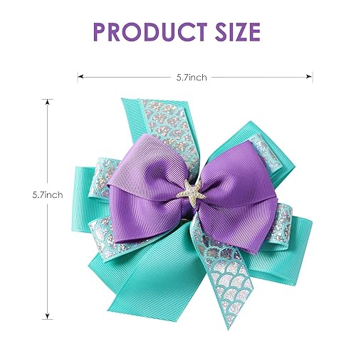 Miniatura 2 de Clip de lazo de sirena para niñas y mujeres, 6 pulgadas, accesorios de disfraz de princesa grande, accesorios de Halloween, Navidad, fiesta de