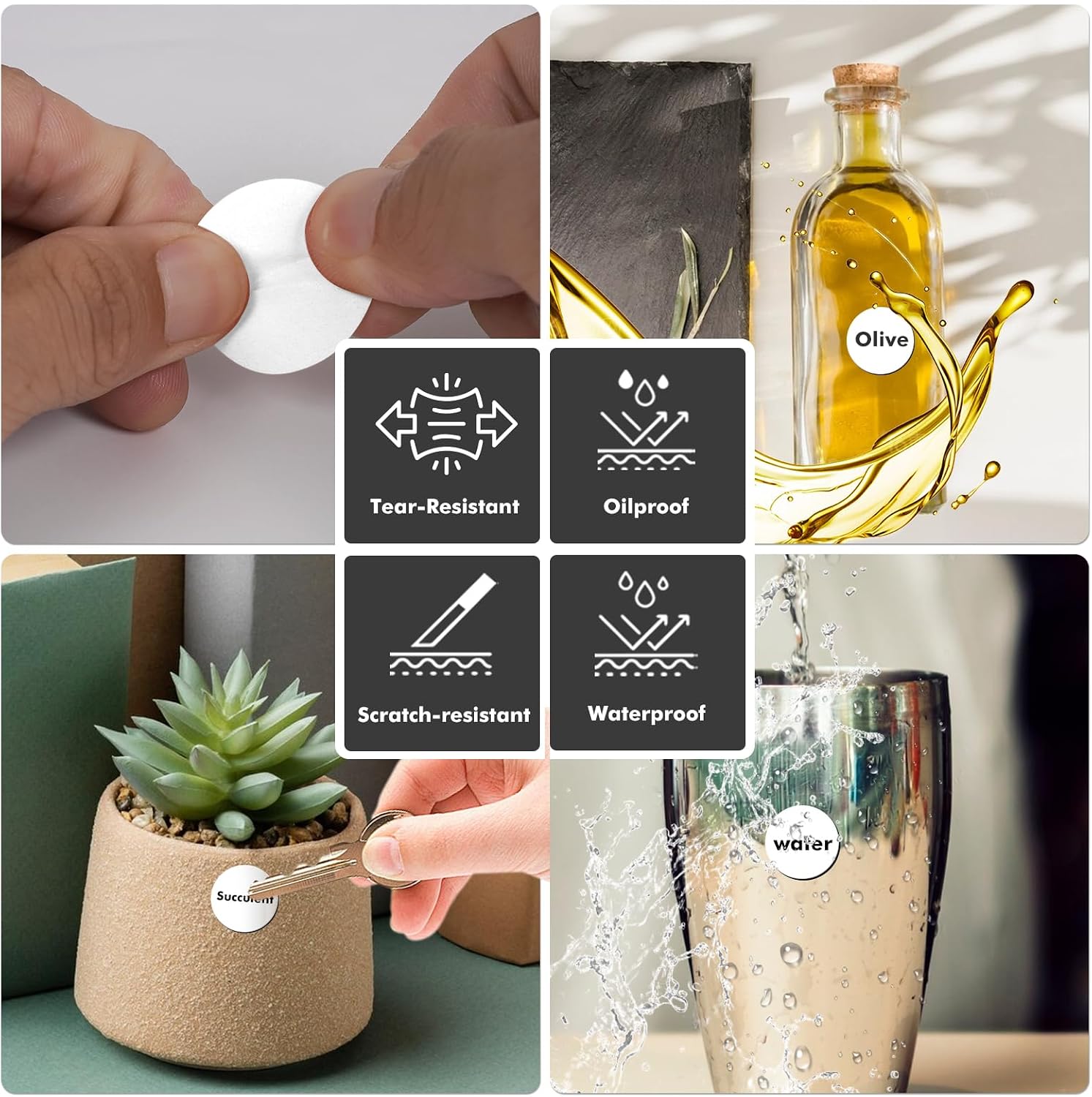 1.2 Inch Round Thermal Labels Vinyl Wihte & Khaki Bundled
