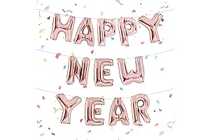 Rose Gold Happy New Year Balloons Banner: Perfect for 2024 New Year's Eve Party Decorations