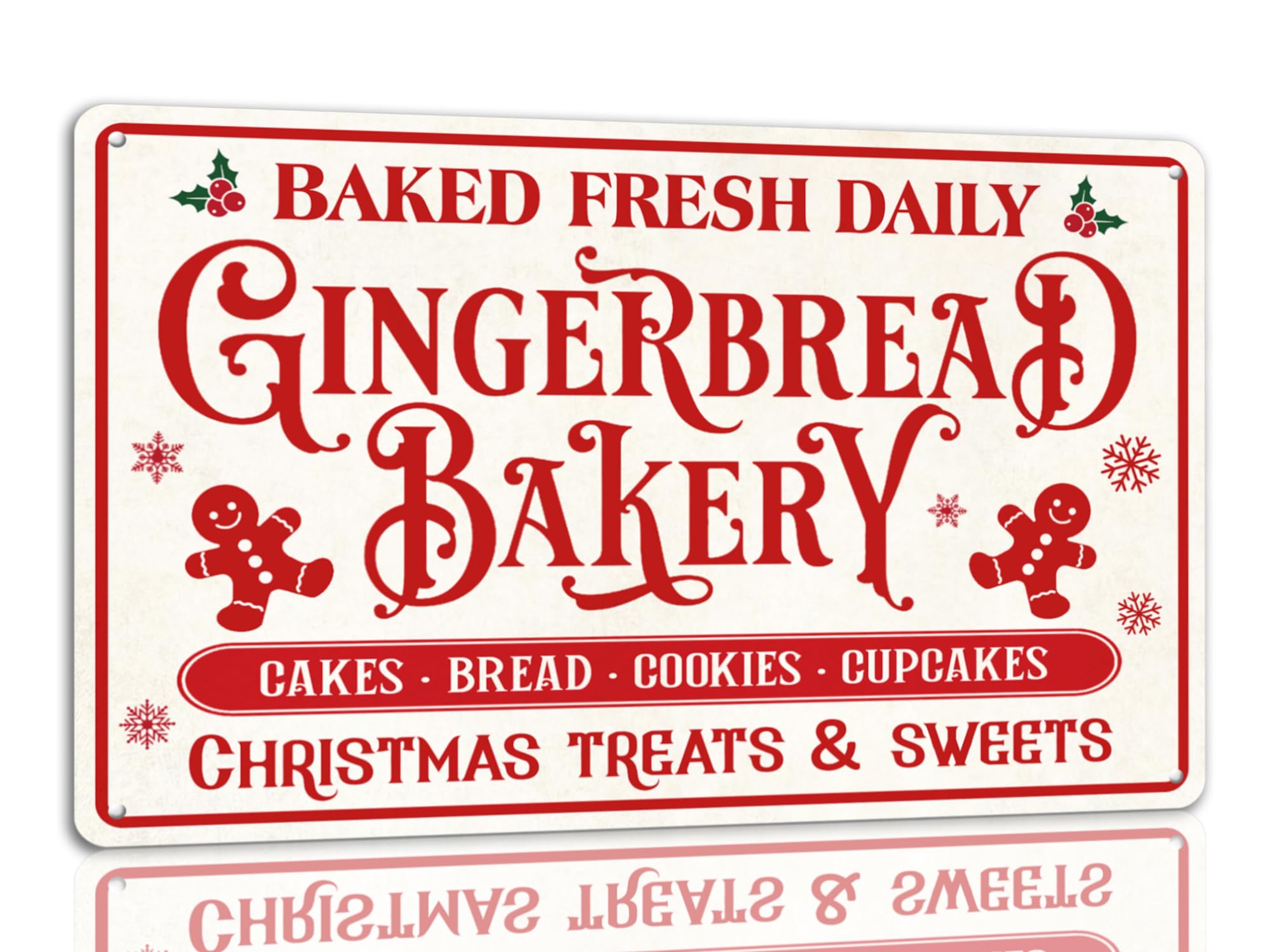 peiyeety Baked Fresh Daily Gingerbread Bakery Tin Sign Funny Christmas Metal Signs Retro Santa Sign Christmas Wall Art Decor For Home Cafe Shop 8x12 Inch