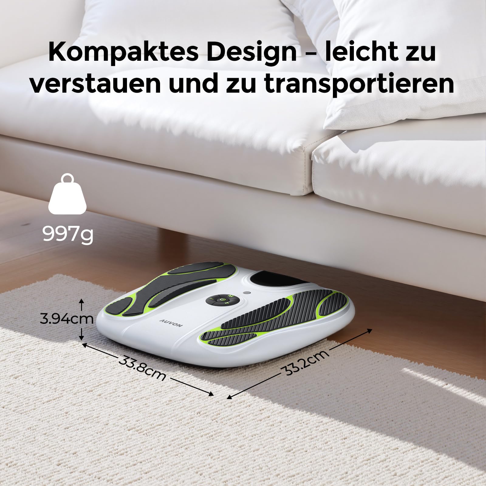 AUVON TENS & EMS Durchblutungs-Stimulator für Schmerzen & Durchblutung, 10 Modi 50 Intensitätsstufen 40h Akkulaufzeit, EMS Fußmassagegerät für medikamentenfreie Entlastung für Senioren/Stehende Berufe