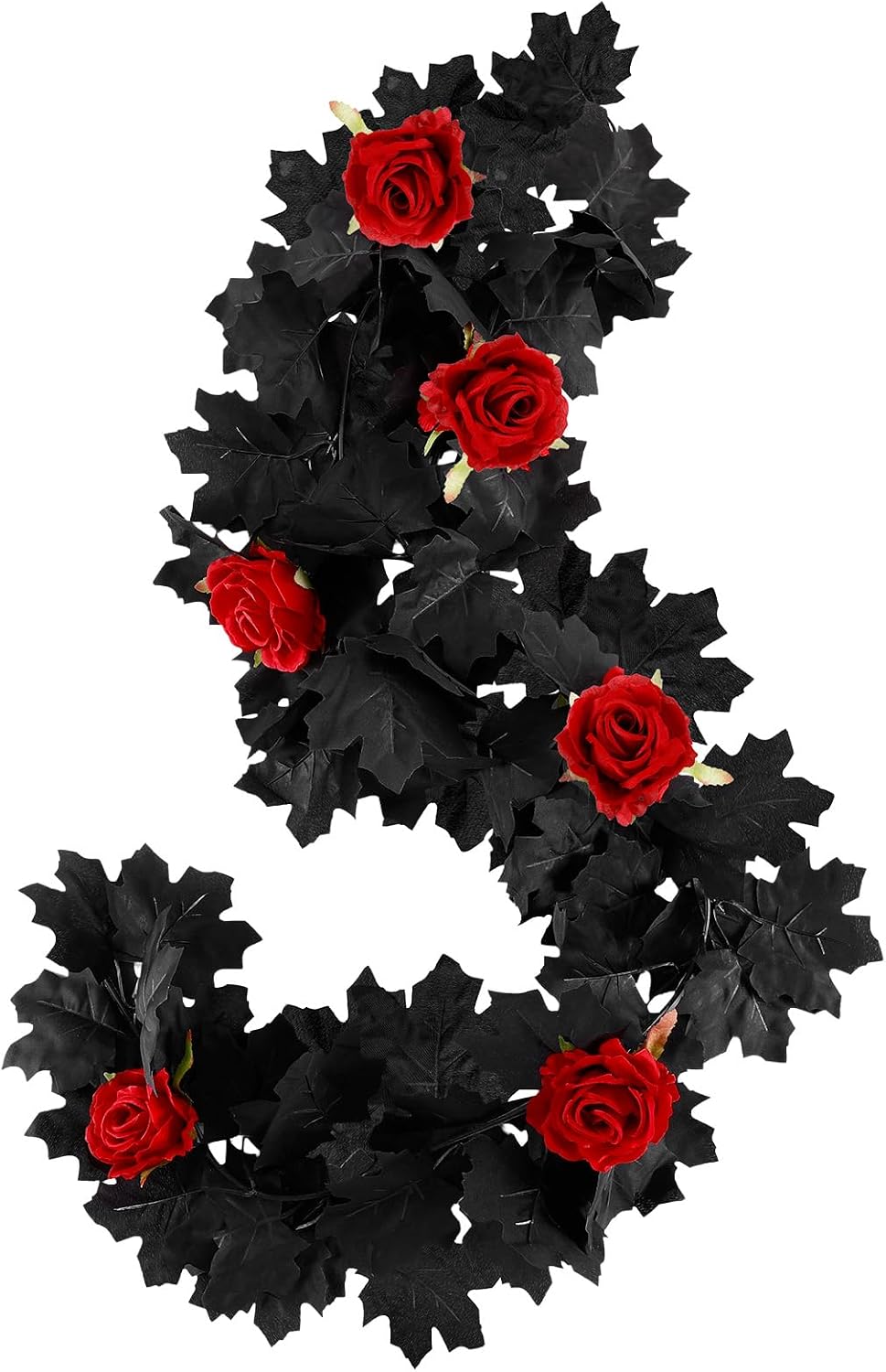 Suncalla 1 Pack 6 FT Halloween Garland with Black Vines and Red Roses