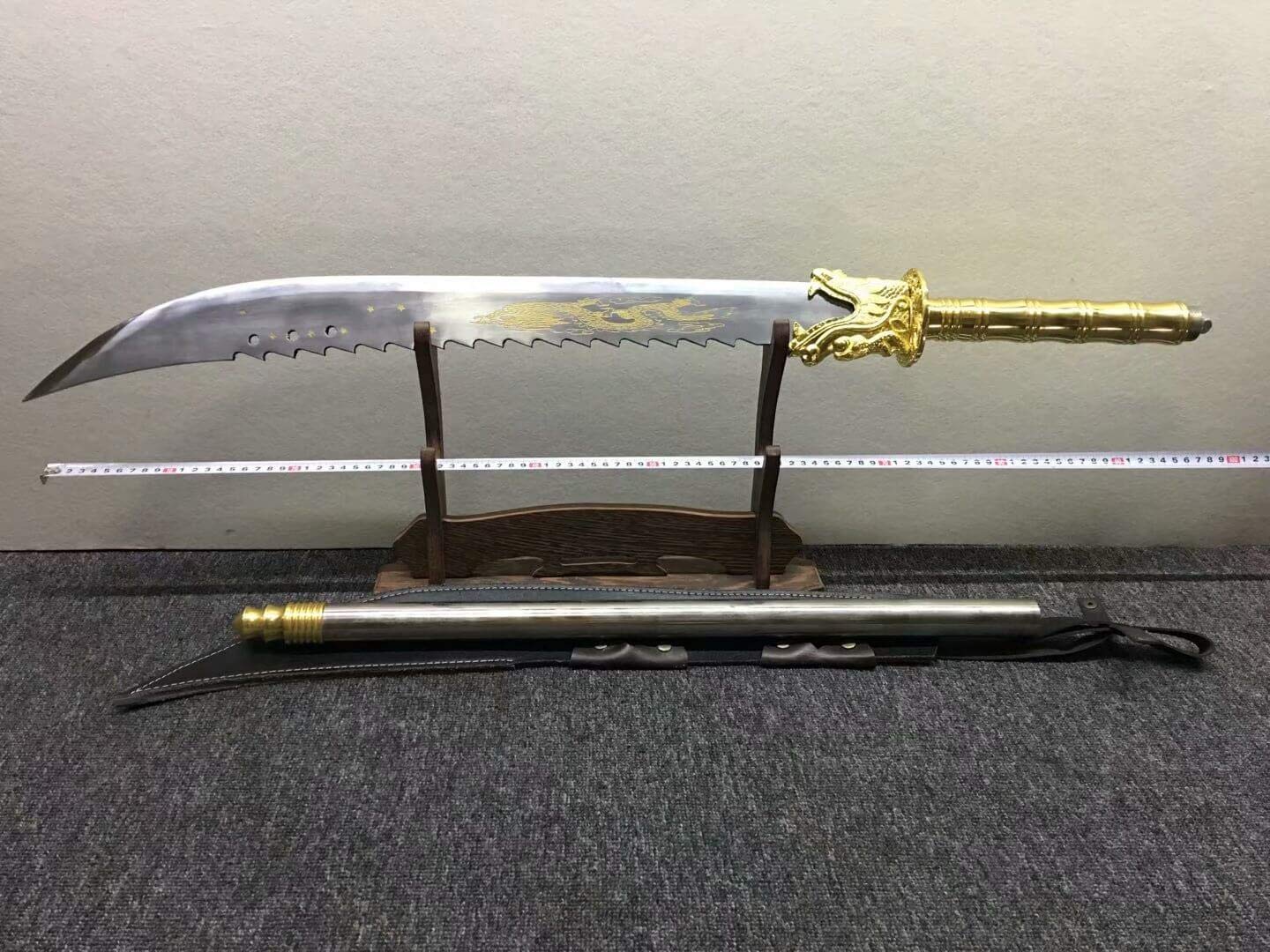 LoongSword,GuanDao,High Carbon Steel Blade,Leather Scabbard,Length 62inch