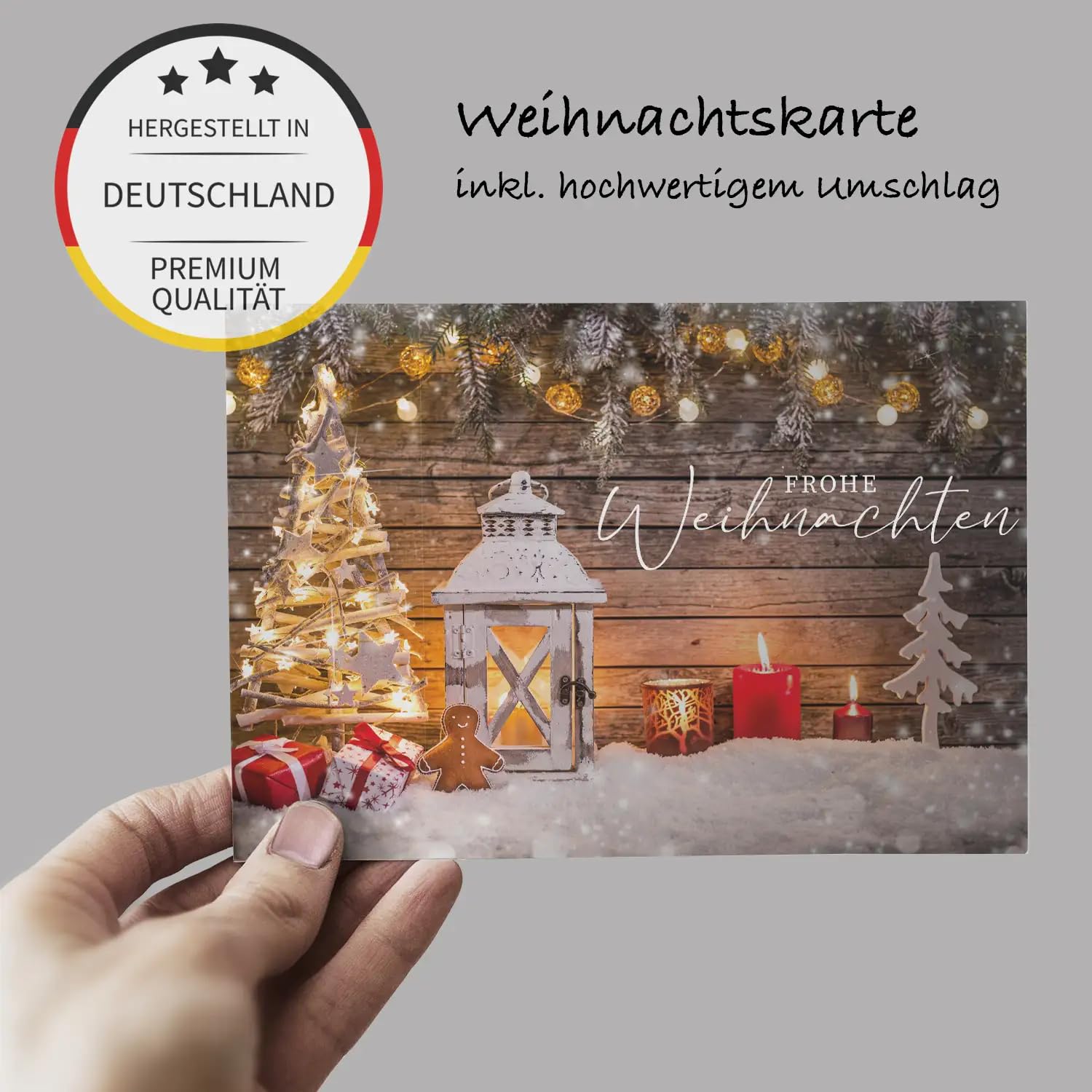 Lot de 30 cartes de Noël élégantes de qualité supérieure avec enveloppes - 12 x 18 cm - Cartes pliantes pour entreprises et entreprises - Carte de vœux pour Noël - Merry Christmas