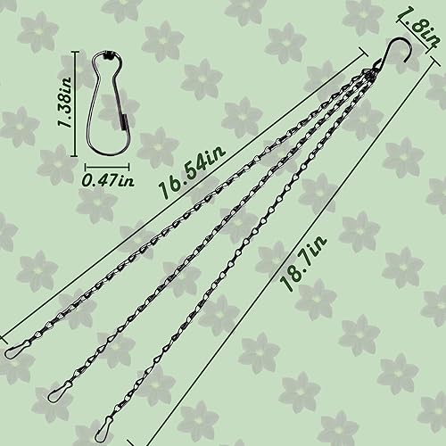 Miniatura 2 de Cadena de cesta colgante de 16 pulgadas, ganchos para macetas para plantas, ganchos de cadena de 3 puntos para linternas, comederos de pájaros,