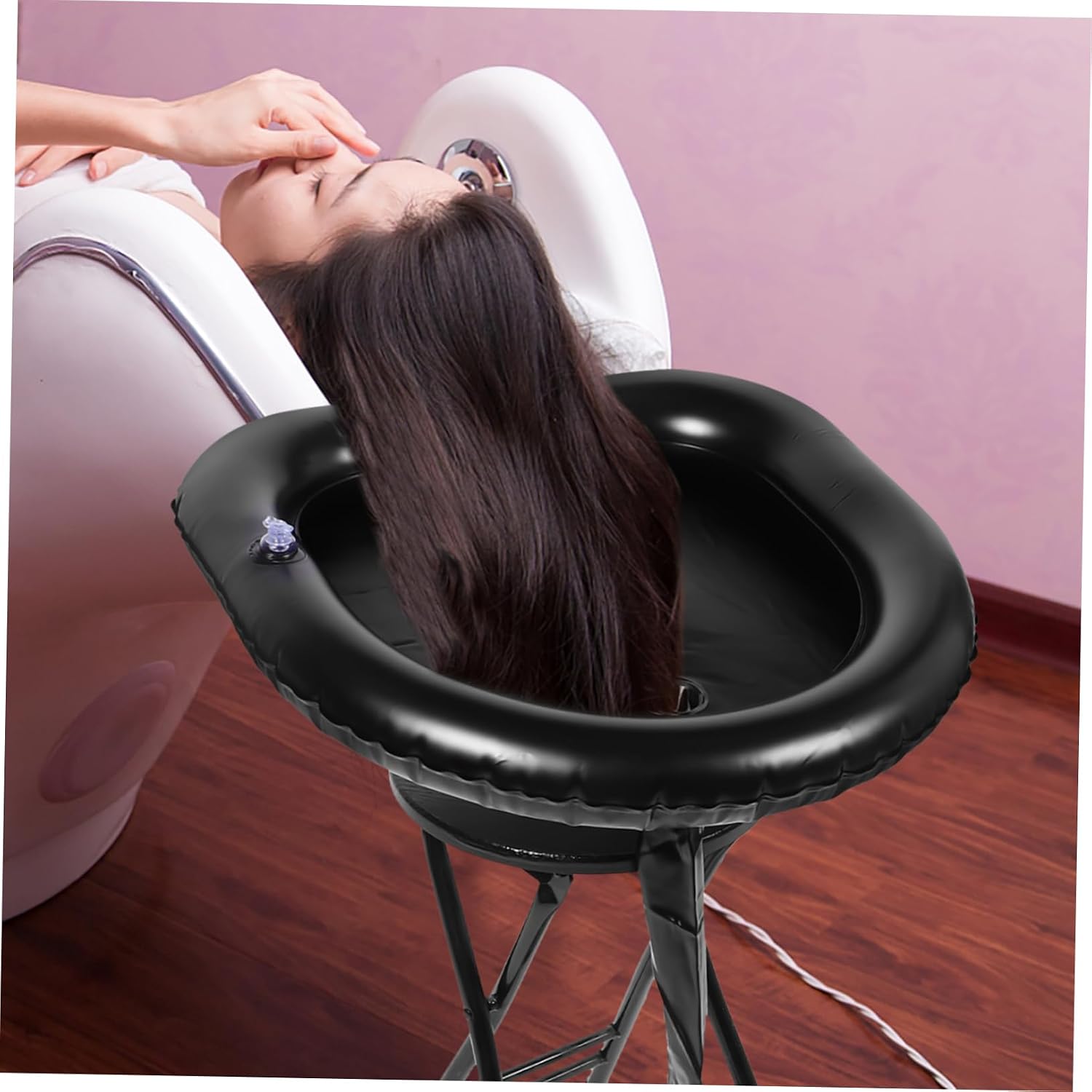 Ergonomic Bedridden Shampoo Basin Inflatable Hair Wash Bowl for Elderly Disabled Portable Hair Washing Tray Home Salon Use PVC Mesh Material