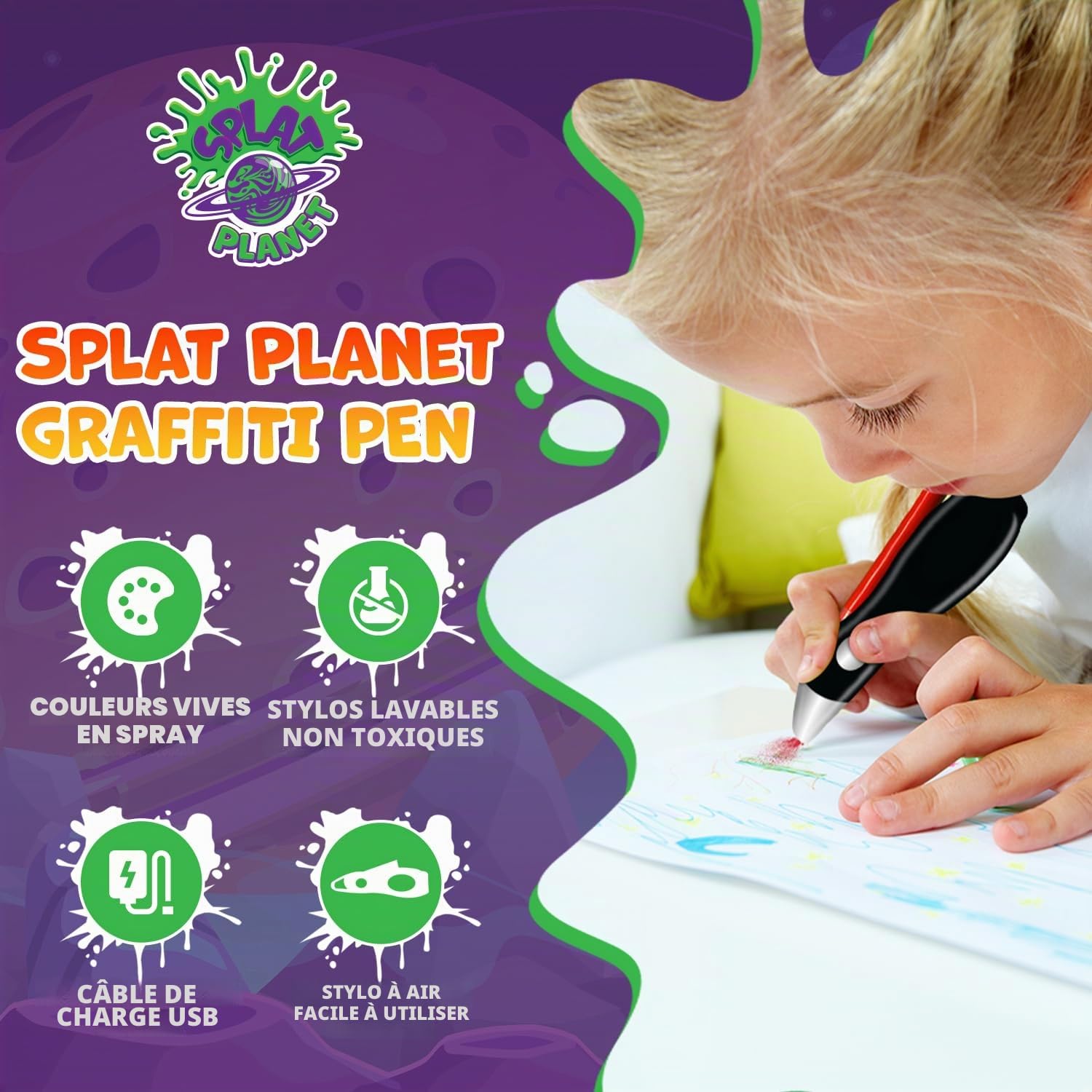 Stylo aérographe électrique, pulvérisateur électrique rechargeable sans fil, stylo aérographe, 12 couleurs, lavable aquarelle, stylos d'art et d'artisanat, cadeau pour peinture et dessin