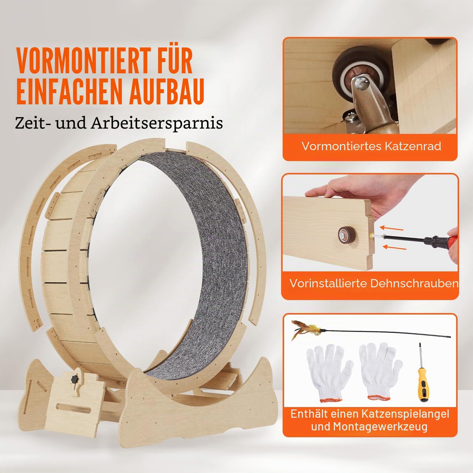 VEVOR Katzenlaufrad, 750 mm, Katzenlaufband für den Innenbereich, mit abnehmbarem Laufband, Katzen-Teaser zum Laufen, Gehen, Training, Laufrad Katzen, geeignet für die meisten Katzen bis zu 3,6 kg