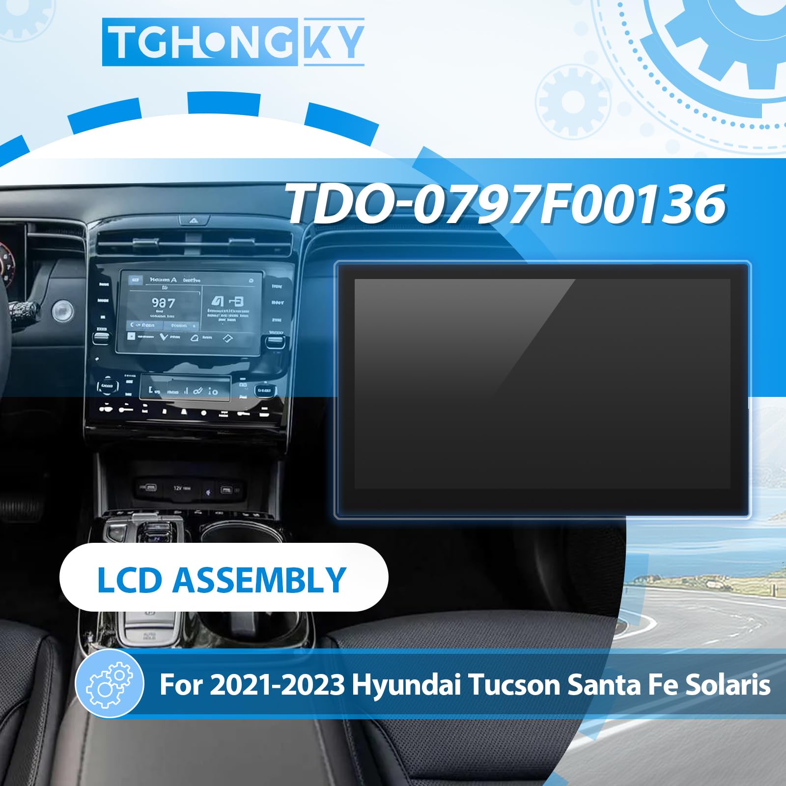 8" LCD Schermo per Hyundai Tucson 2021-2023 Display per Santa Verna Solaris Touch Screen Vetro LCD per KIA Sorento Seltos Schermo Screen TDO0797F0013 Display con Strumenti