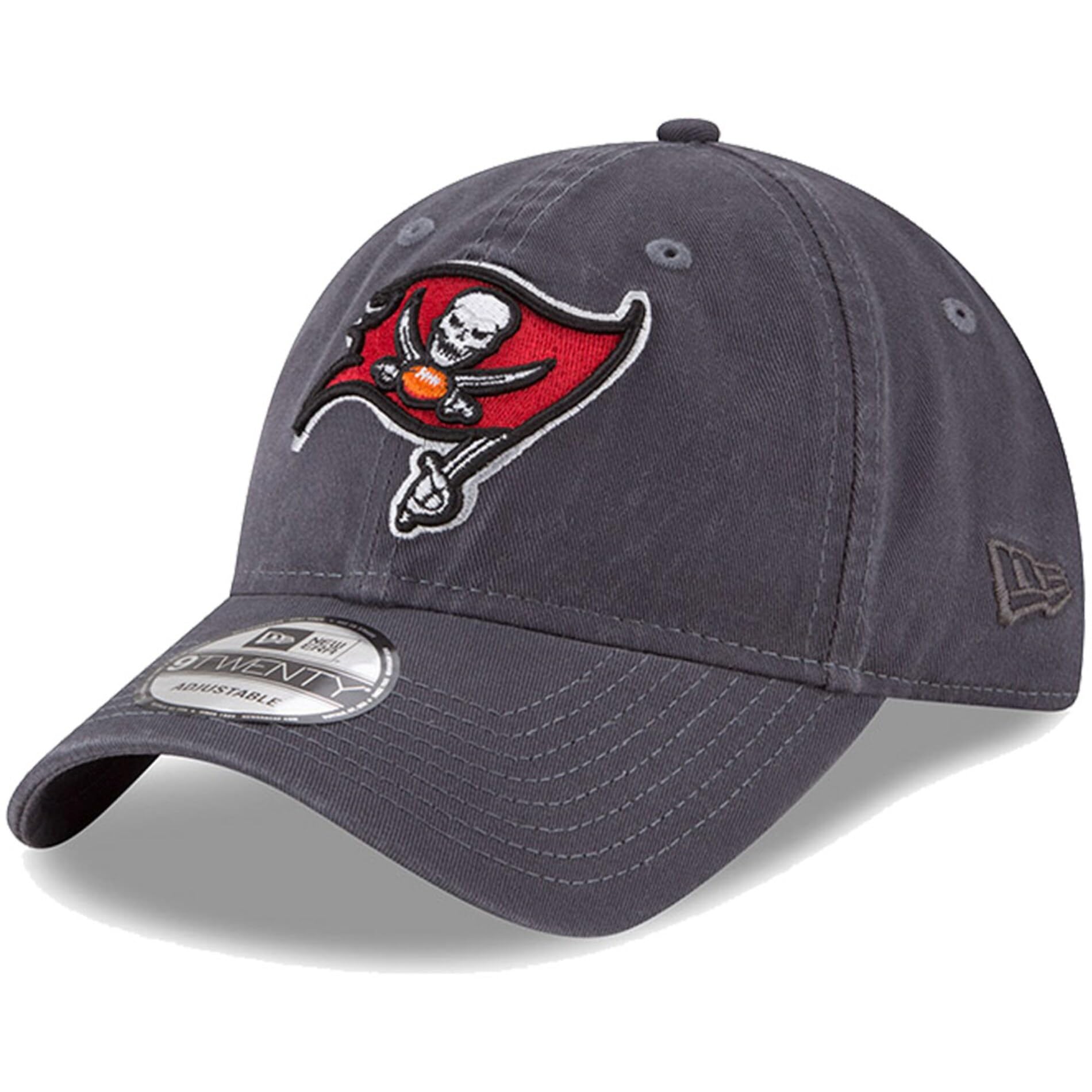 New Era NFL Core Classic 9TWENTY Graphite Adjustable Hat Cap - One Size, Tampa Bay Buccaneers, One size