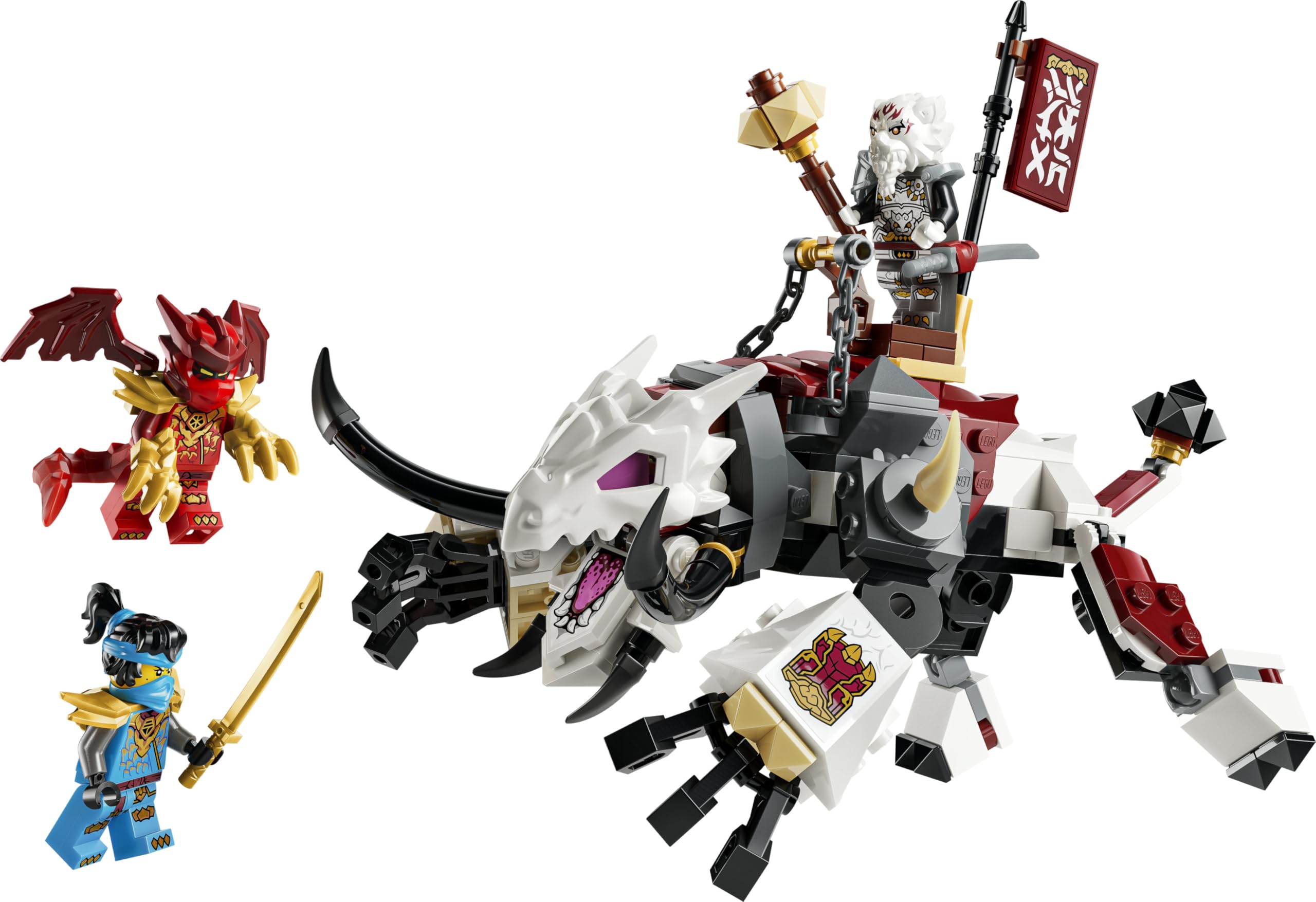 LEGO Ninjago Zilvar et Grimtak la Bête Draconique - Jouet Ninja avec Figurine & 3 Minifigurines Dont Kai & NYA - Cadeau d'anniversaire pour Garçon dès 7 Ans ou Fan du Soulèvement des Dragons 71863