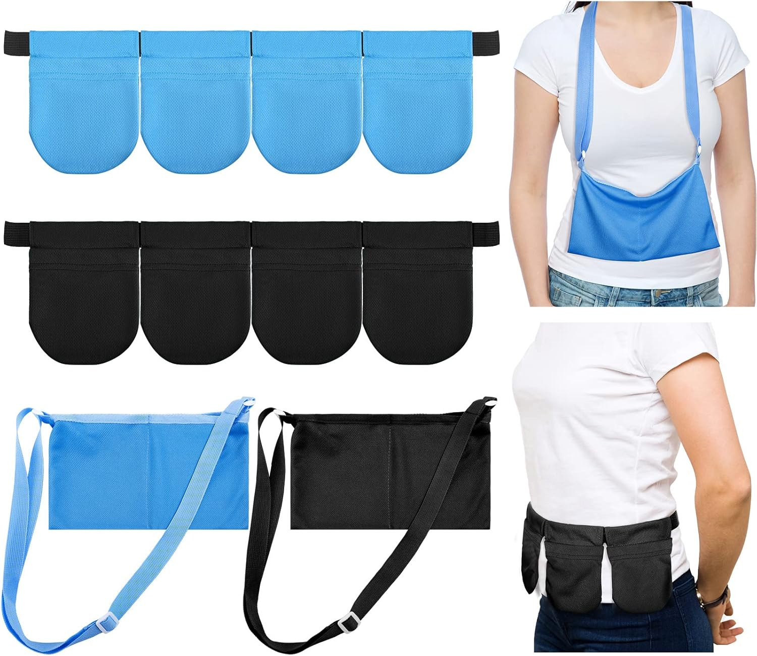 4 Pcs Adjustable Mastectomy Drain Holder 4 Drain Pouches