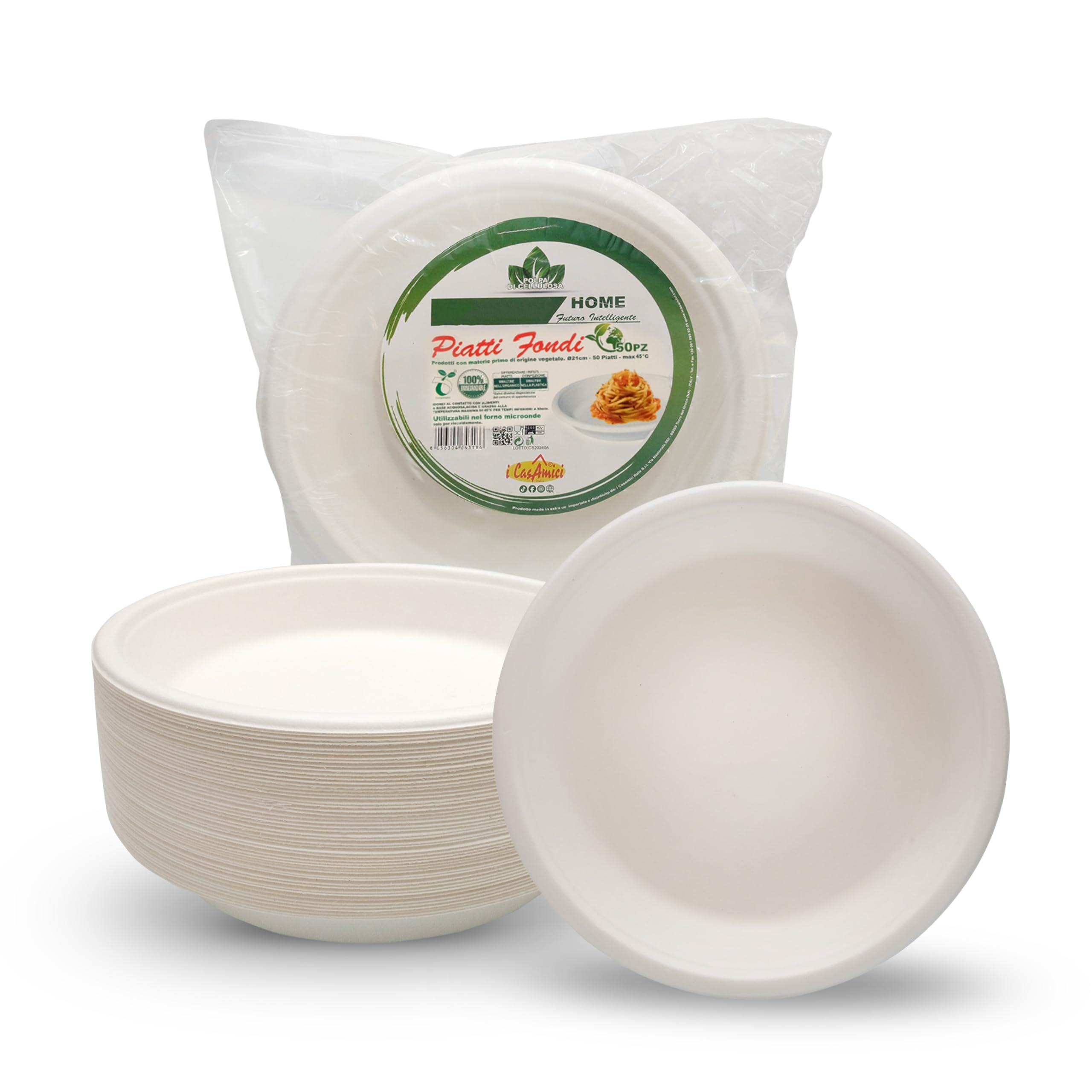 Piatti Di Carta Biodegradabili DETERMONDO - 150 Pz, 21 Cm, Compostabili, Per Microonde - Foto 9