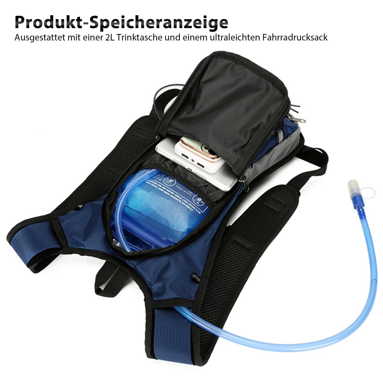 Sac Trail Imperméable 10L Avec Poche à Eau Sac à Dos Hydratation Femme Homme ,Sac à Dos Gilet Trail, Réfléchissant Sac Trail Pour Randonnée,Course à Pied, Cyclisme, Marathon Sac Vélo Poche à Eau